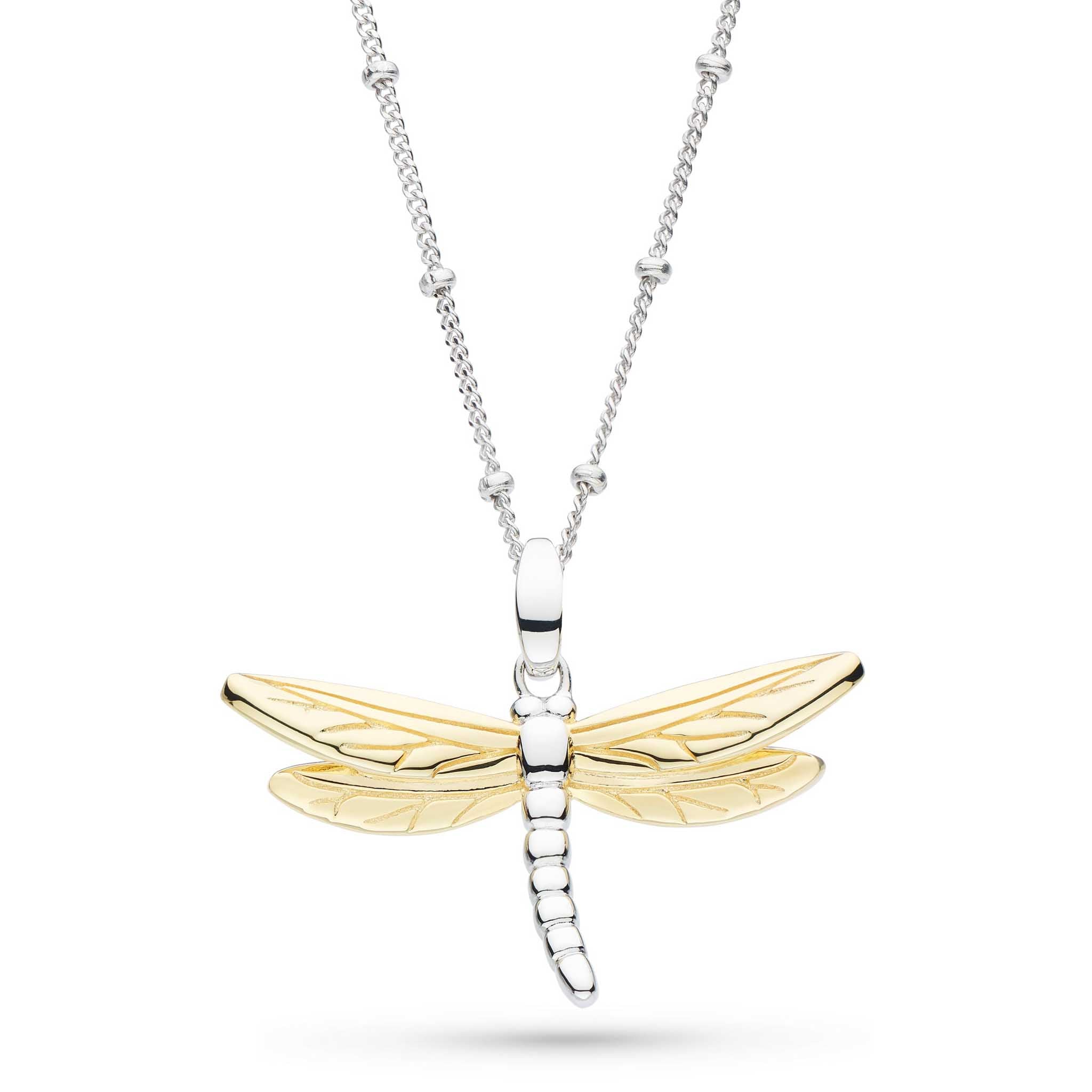Silver & Yellow Gold Plated Blossom Flyte Dragonfly Necklace