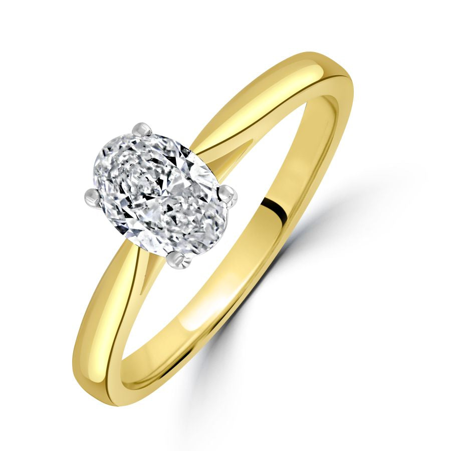 0.72ct Oval Cut Diamond Solitaire 18ct Yellow Gold Ring