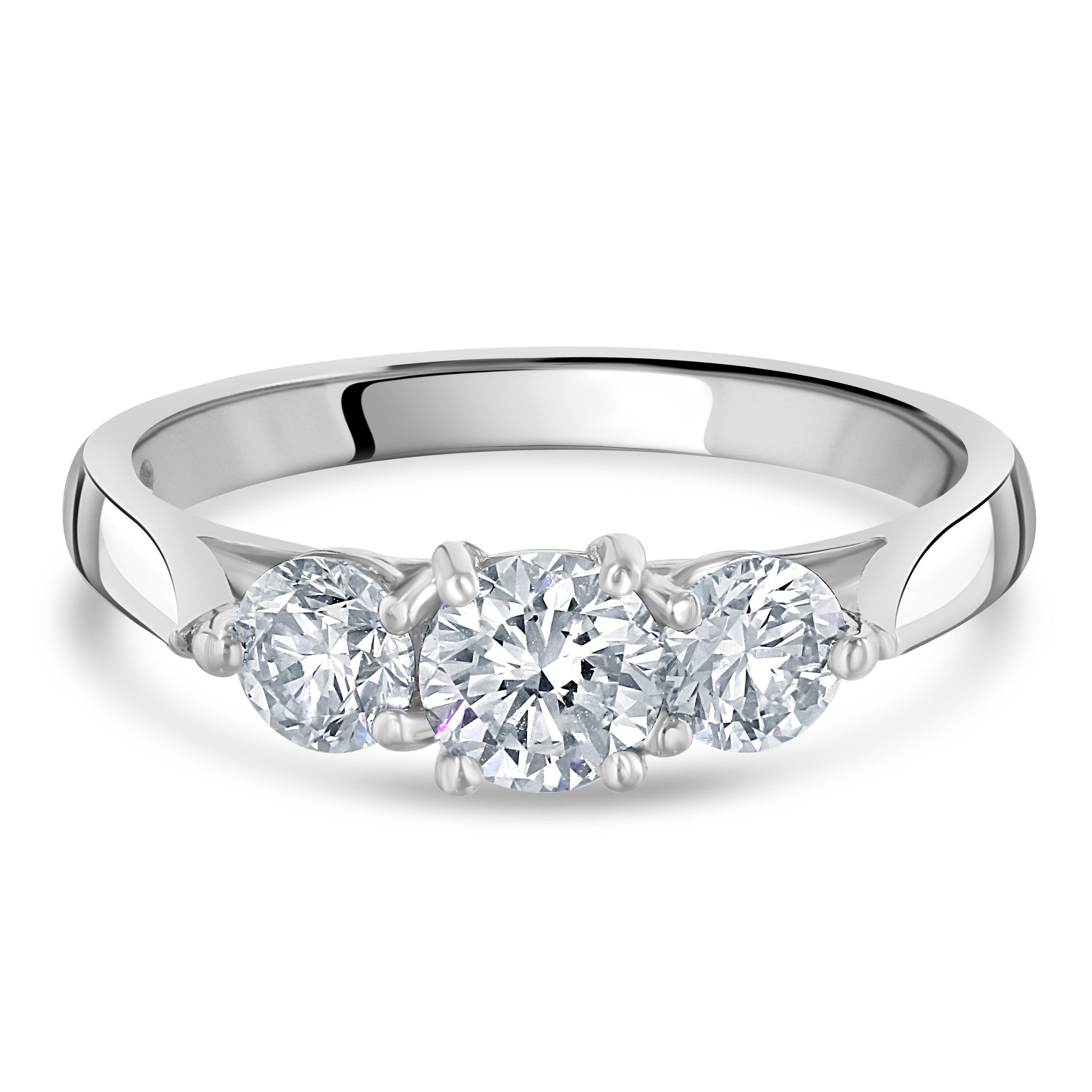 Platinum Round Brilliant Cut Diamond Trilogy Ring