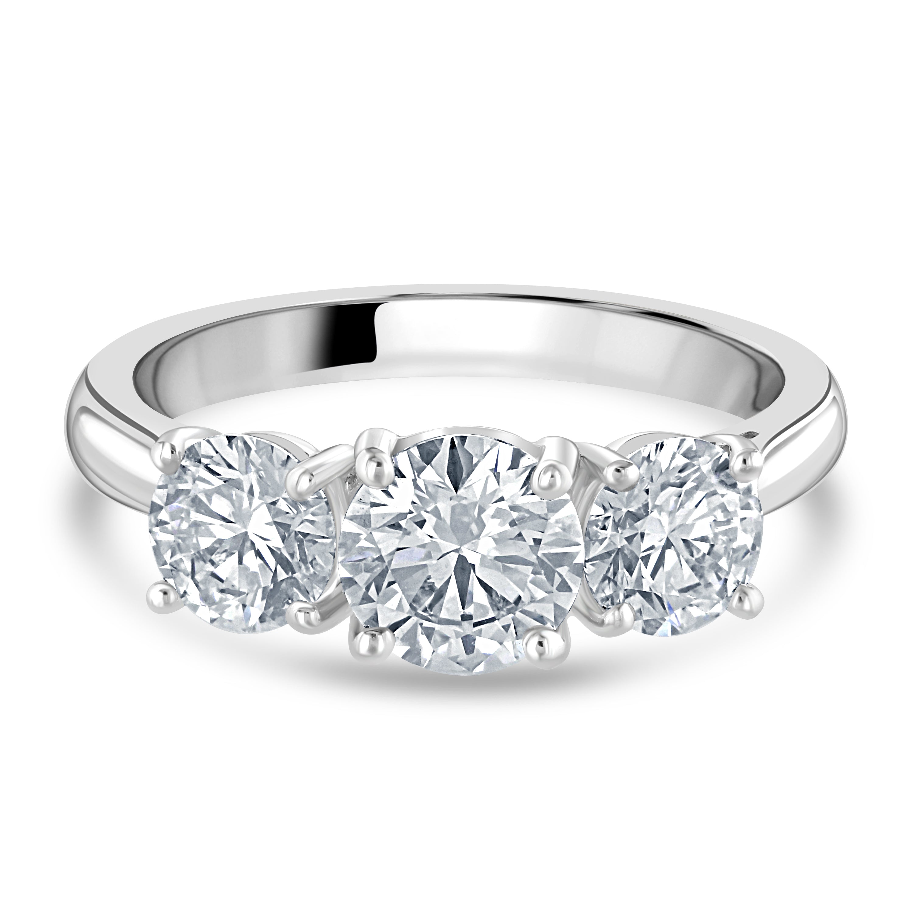 Platinum Round Brilliant Cut Diamond 3-Stone Ring