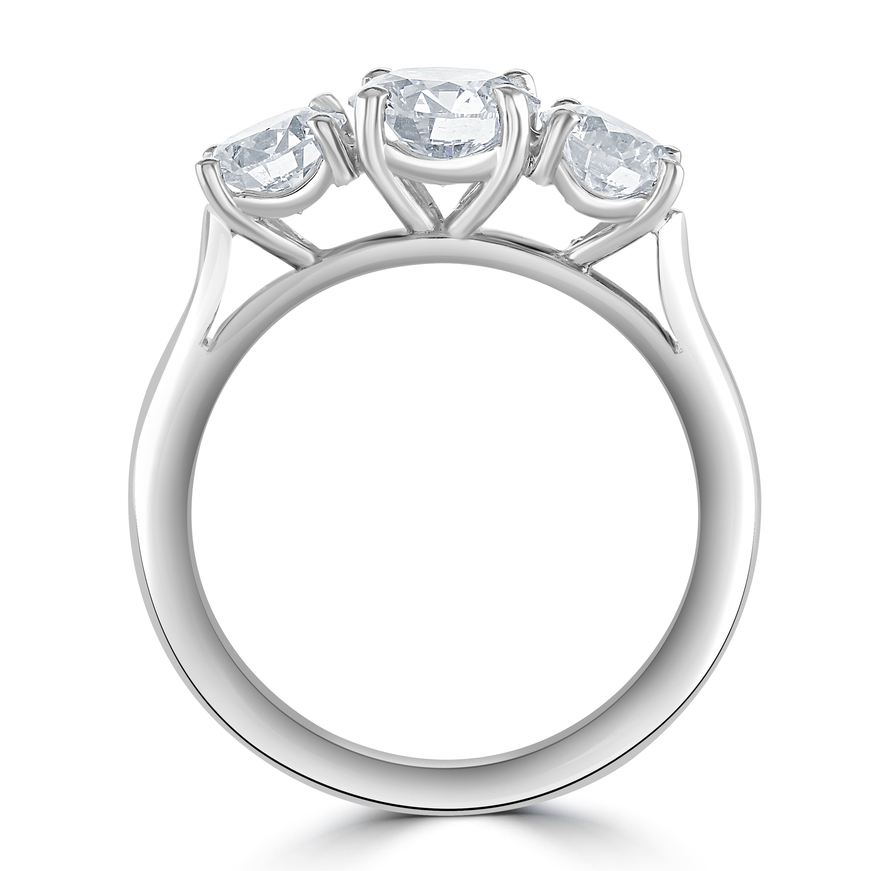 Platinum Round Brilliant Cut Diamond 3-Stone Ring