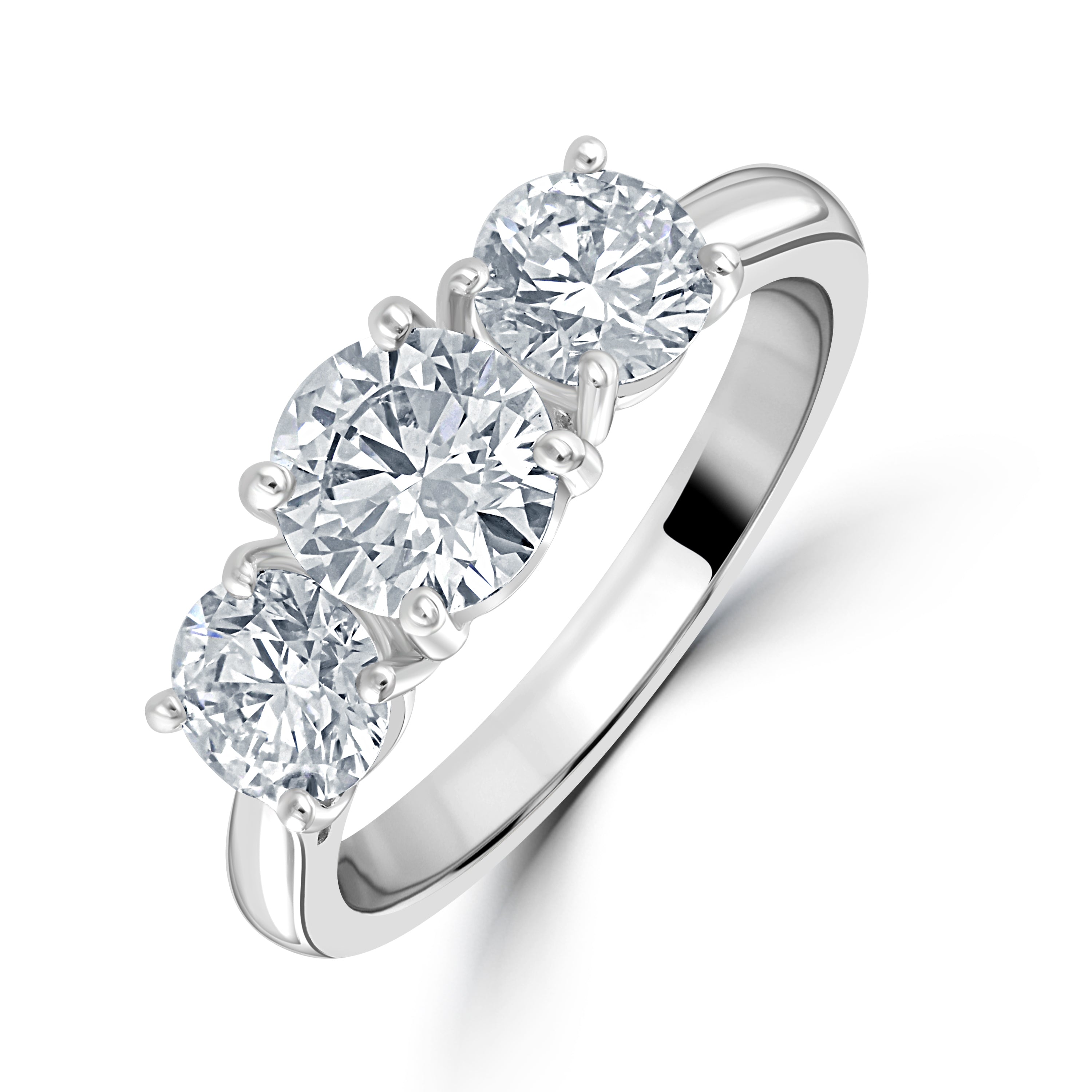 Platinum Round Brilliant Cut Diamond 3-Stone Ring