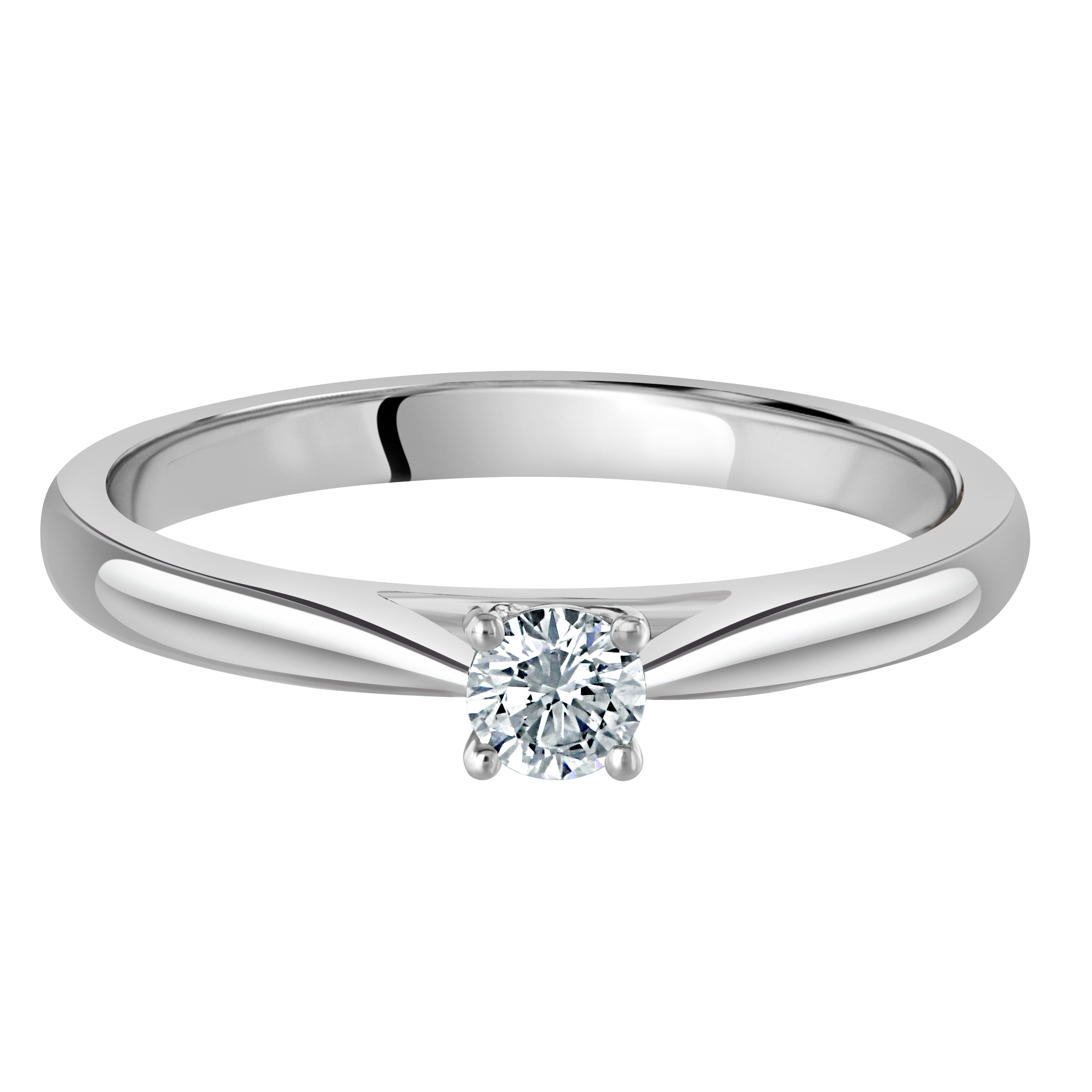 Platinum 0.16ct Round Brilliant Cut Diamond Solitaire Ring
