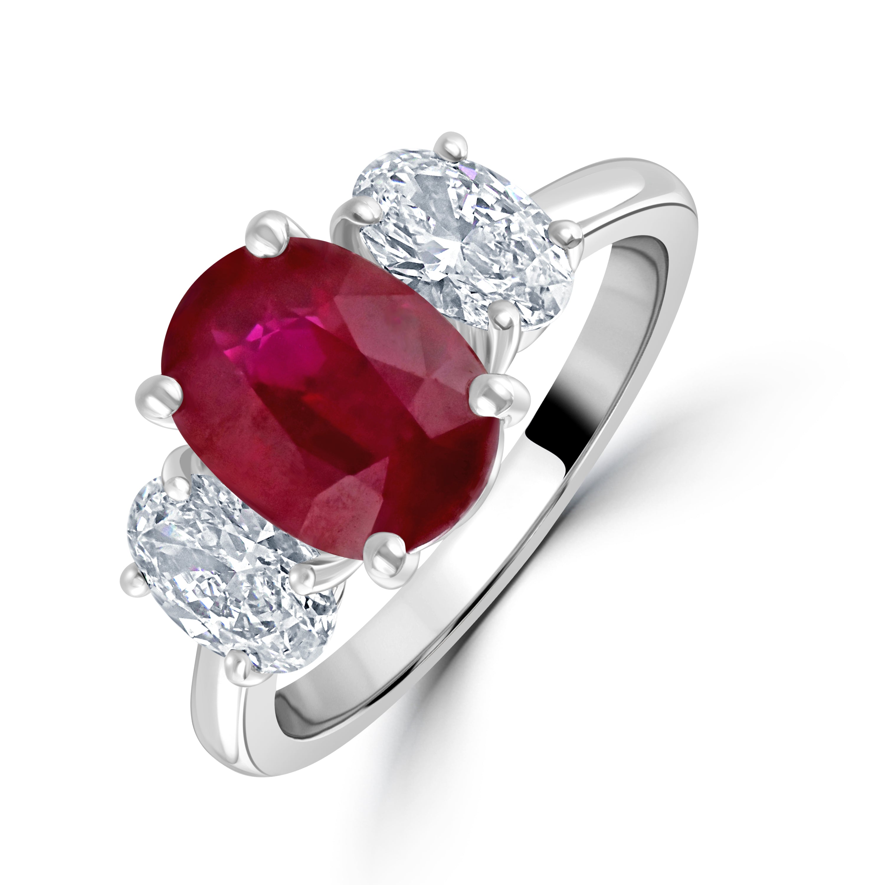 Platinum Ruby & Diamond Trilogy Ring