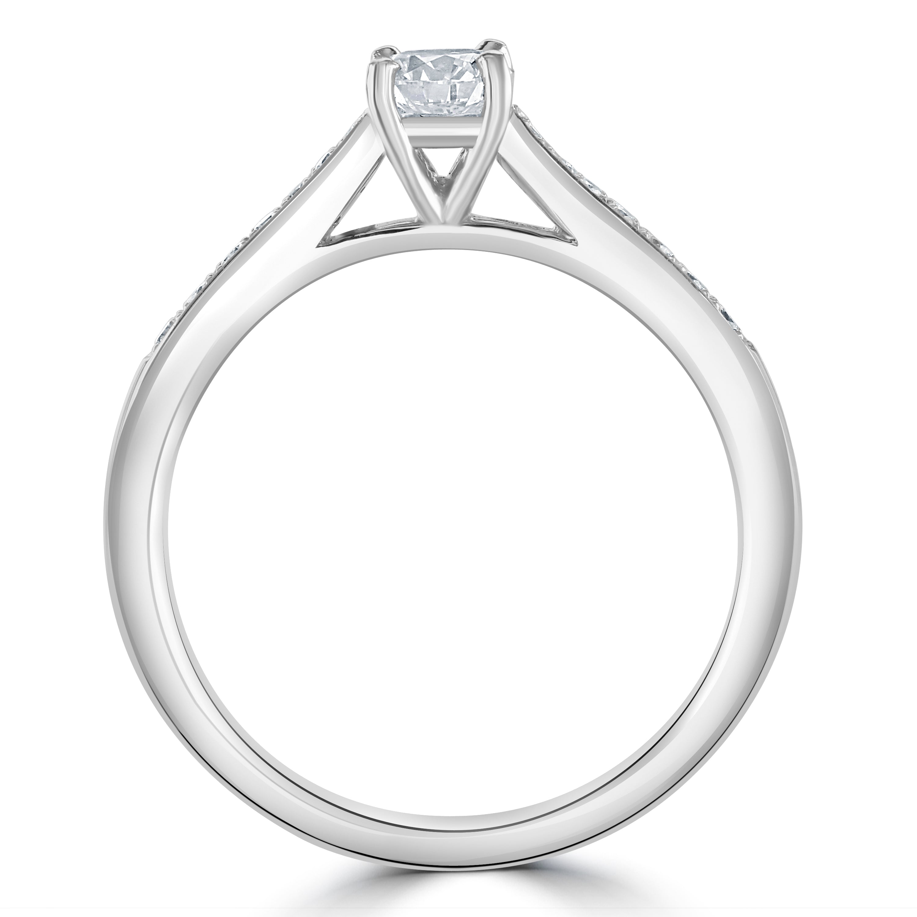 Platinum Diamond Solitaire Ring with Diamond Shoulders