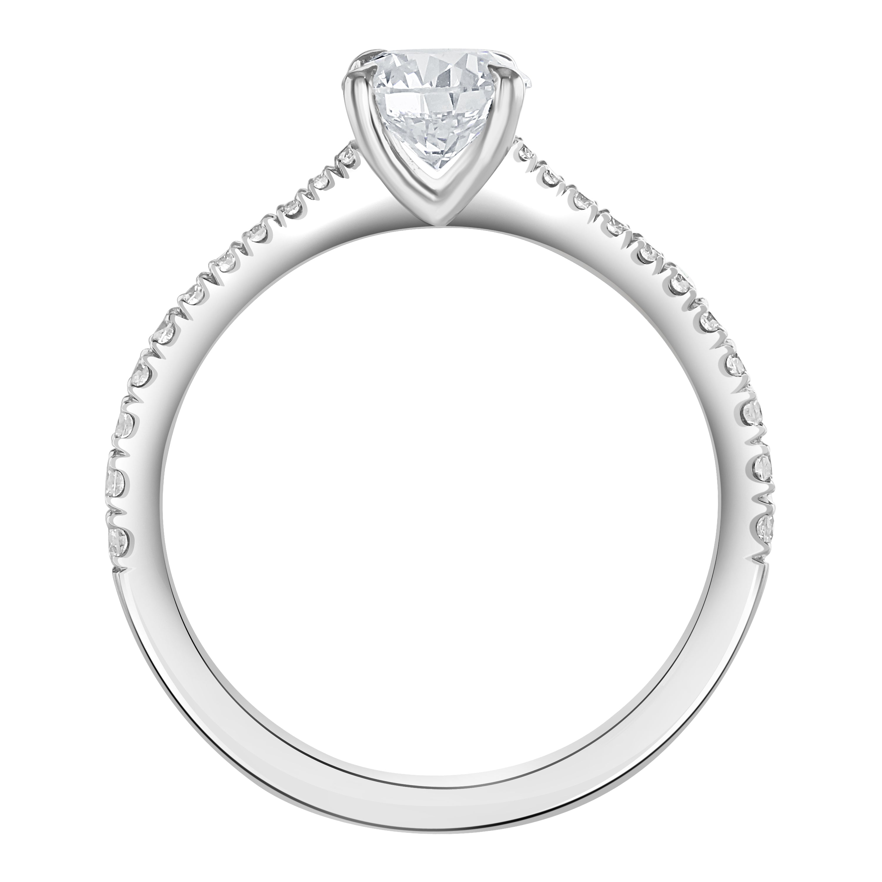 Platinum 0.71ct Round Brilliant Cut Diamond Solitaire Ring with Diamond Shoulders