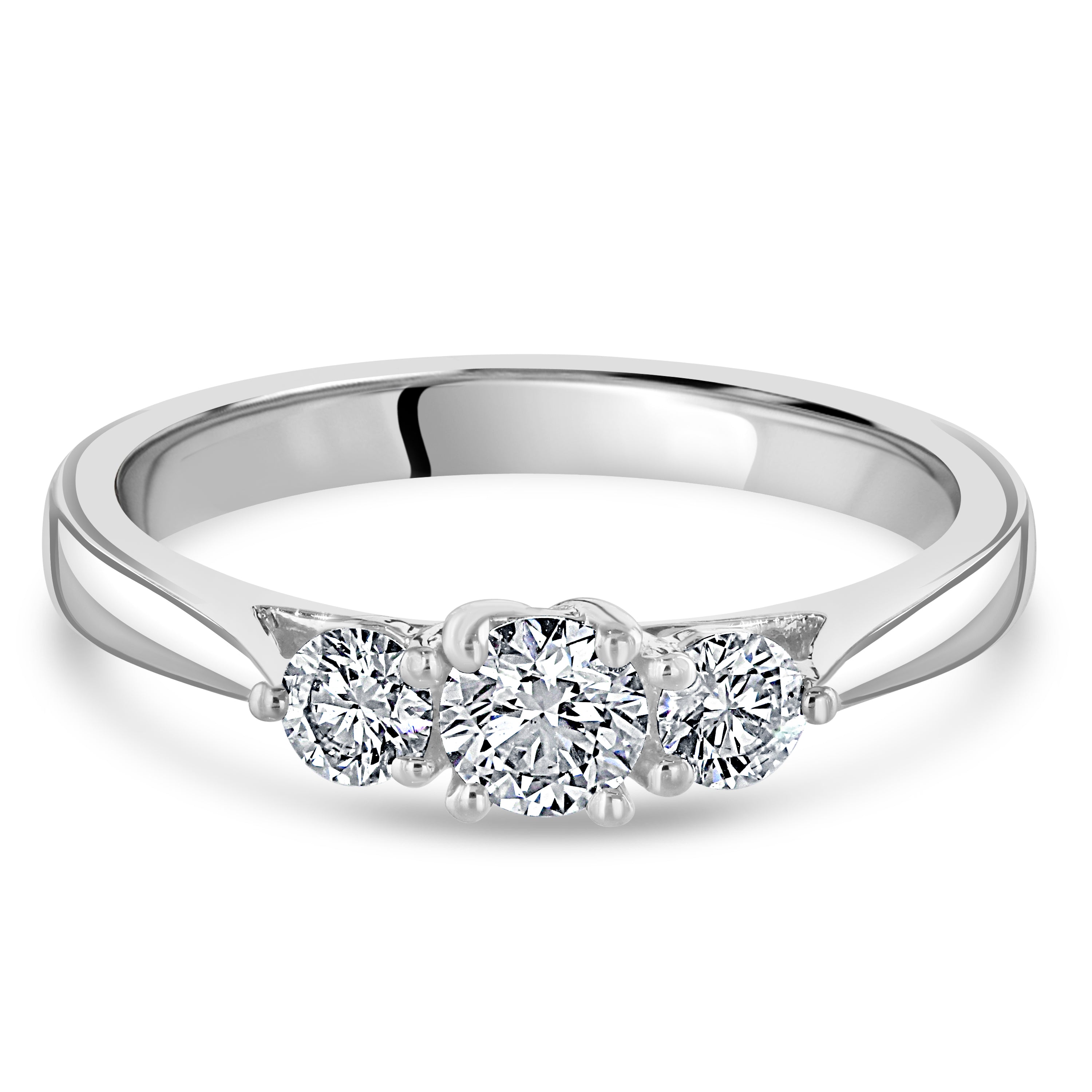 Platinum Round Brilliant Cut Diamond 3-Stone Ring