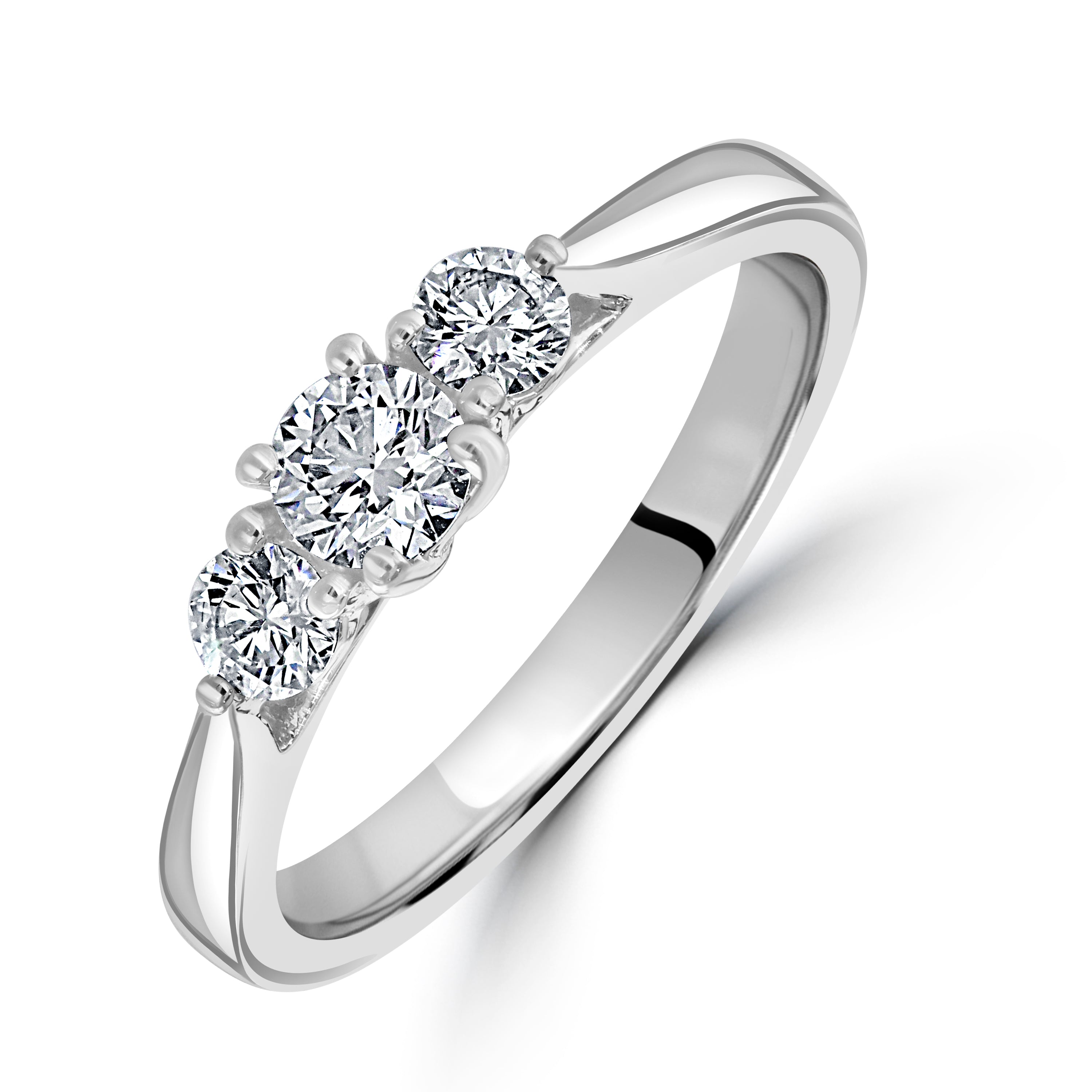 Platinum Round Brilliant Cut Diamond 3-Stone Ring