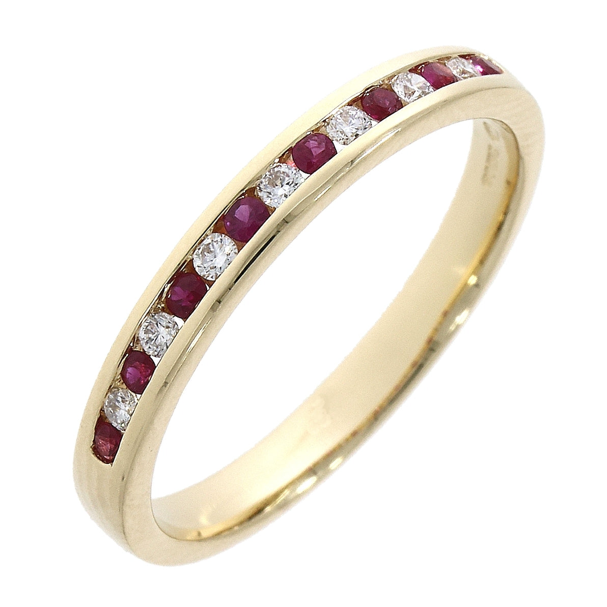 18ct Yellow Gold 15ST - 8 RUBY 7 DIA CHAN SET RING