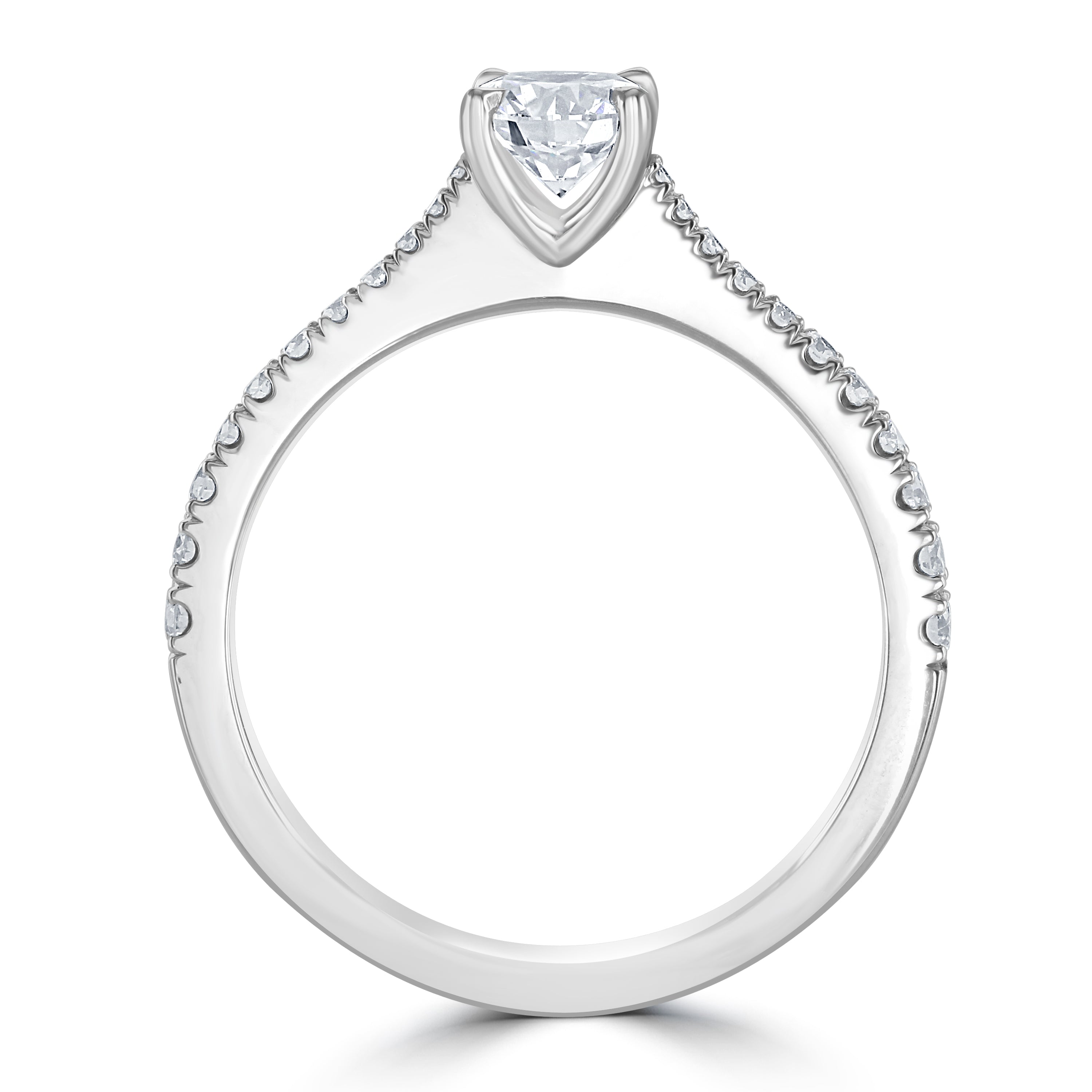 0.69ct Diamond Round Brilliant Cut Solitaire with Diamond set shoulders Platinum Ring