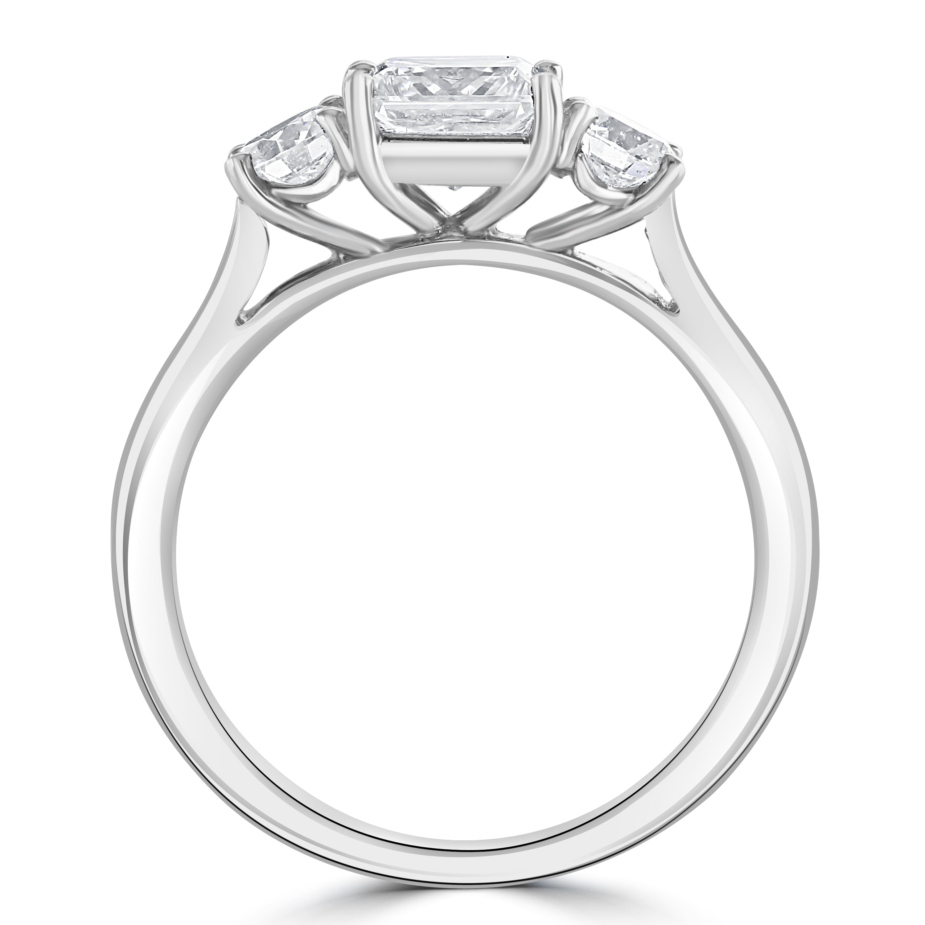 Platinum Pear Cut Diamond Trilogy Ring