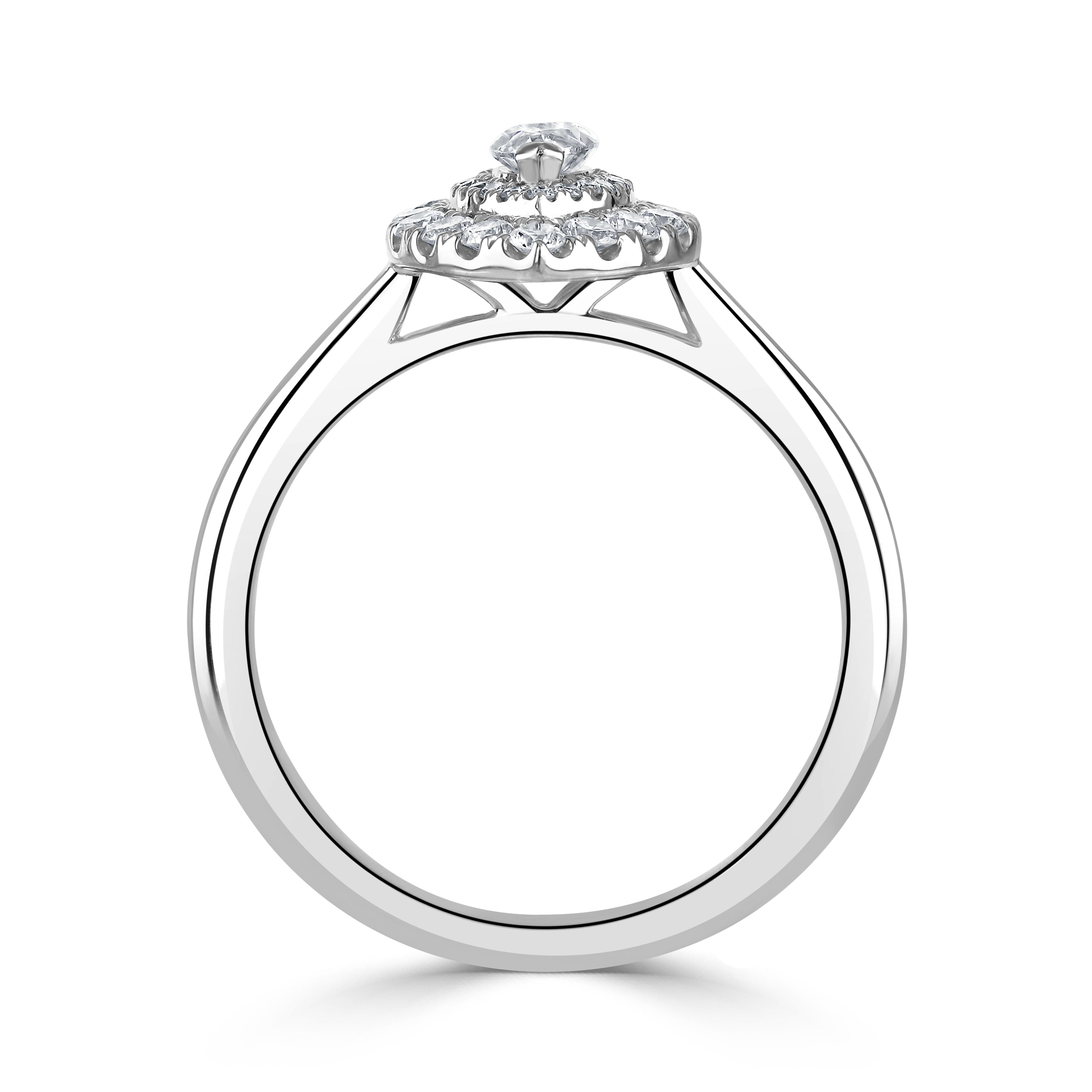 Platinum Marquise Shaped Diamond Double Halo Cluster Ring