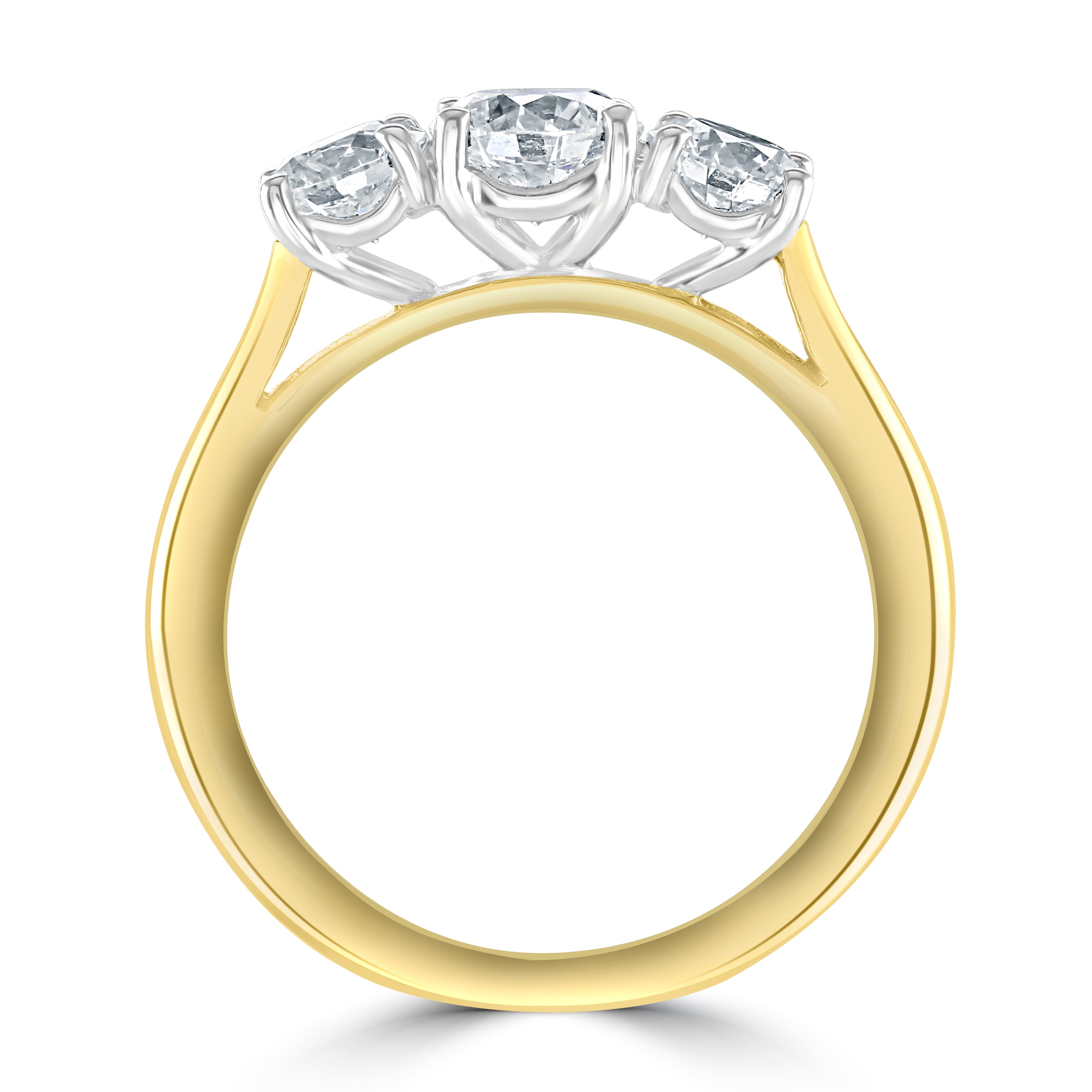 18ct Yellow Gold Round Brilliant Cut Diamond 3-Stone Ring