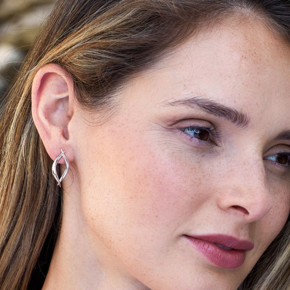 Silver Entwine Twine Twist Link Stud Earrings