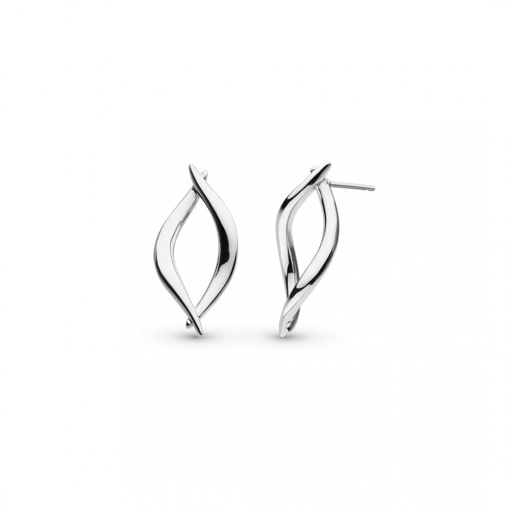 Silver Entwine Twine Twist Link Stud Earrings