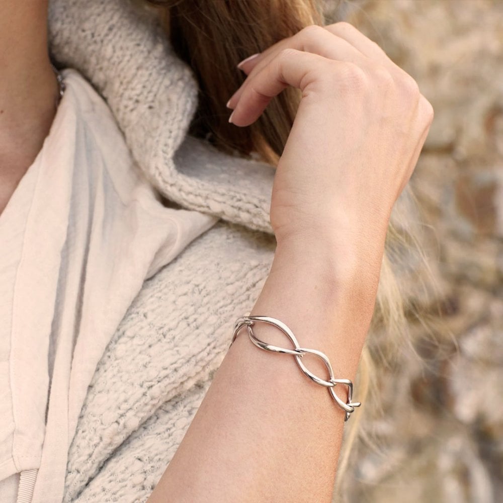 Silver Entwine Twine Twist Link Bracelet
