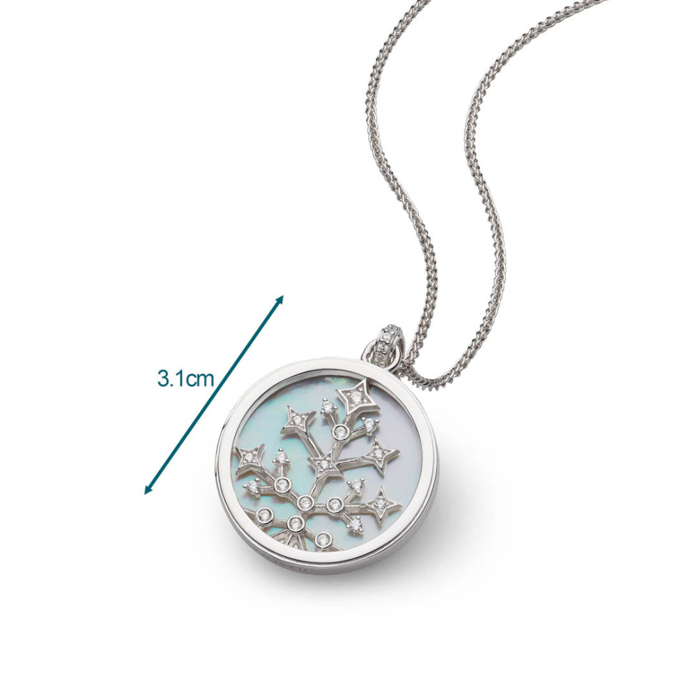 Silver Céleste Astoria Family Tree of Life Mother of Pearl Double Sided Necklace