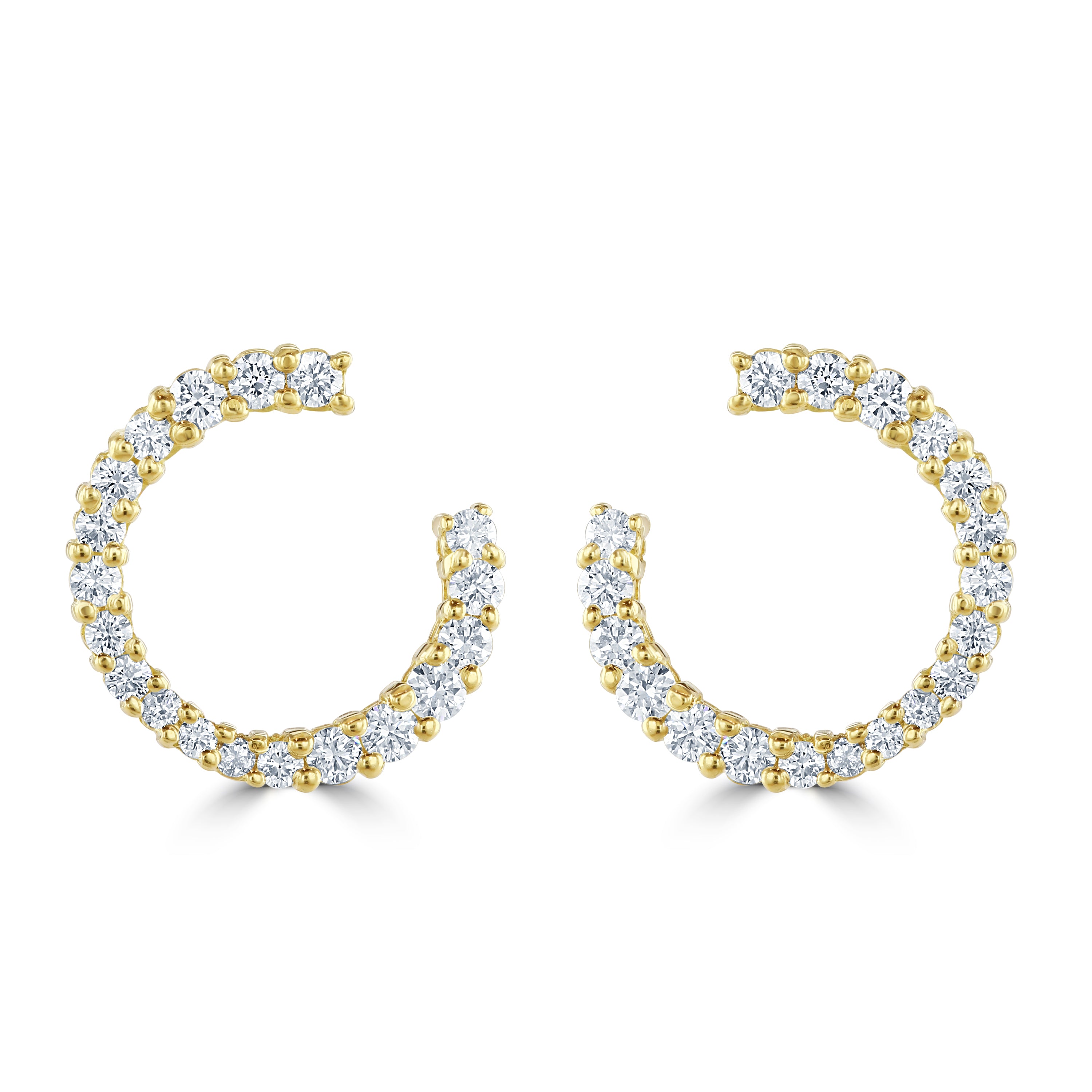 18ct Yellow Gold Round Brilliant Cut Diamond Loop Earrings