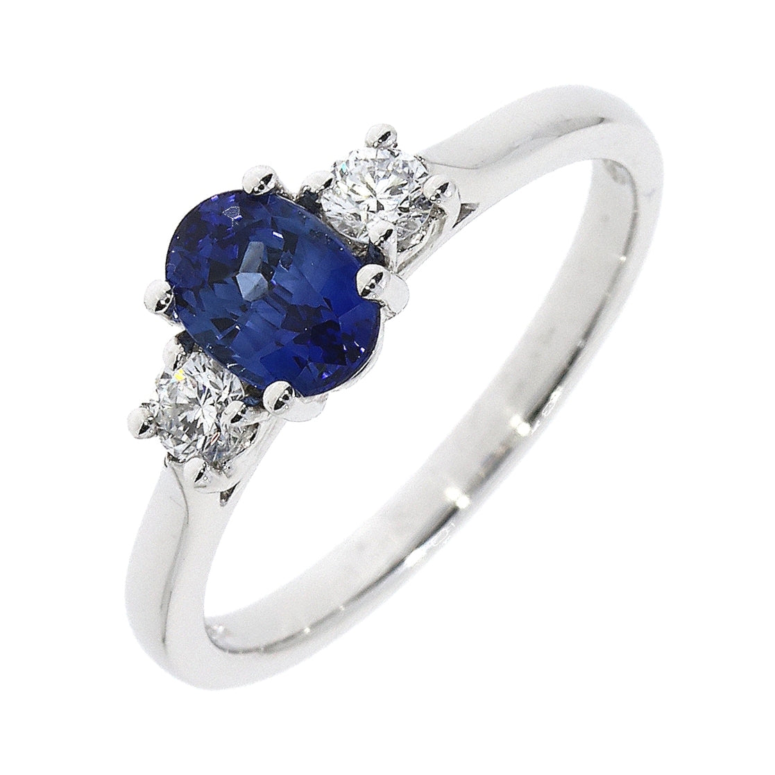 Platinum oval Sapphire and Diamond Ring