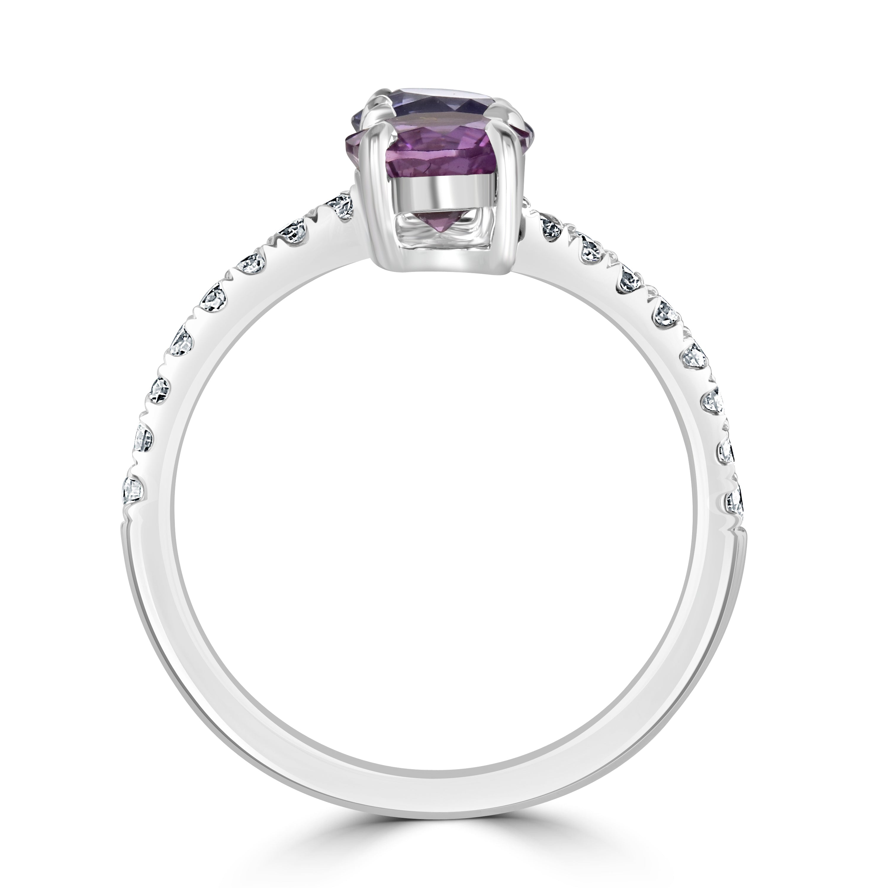 18ct White Gold Pink & Purple Sapphire & Diamond Crossover Ring