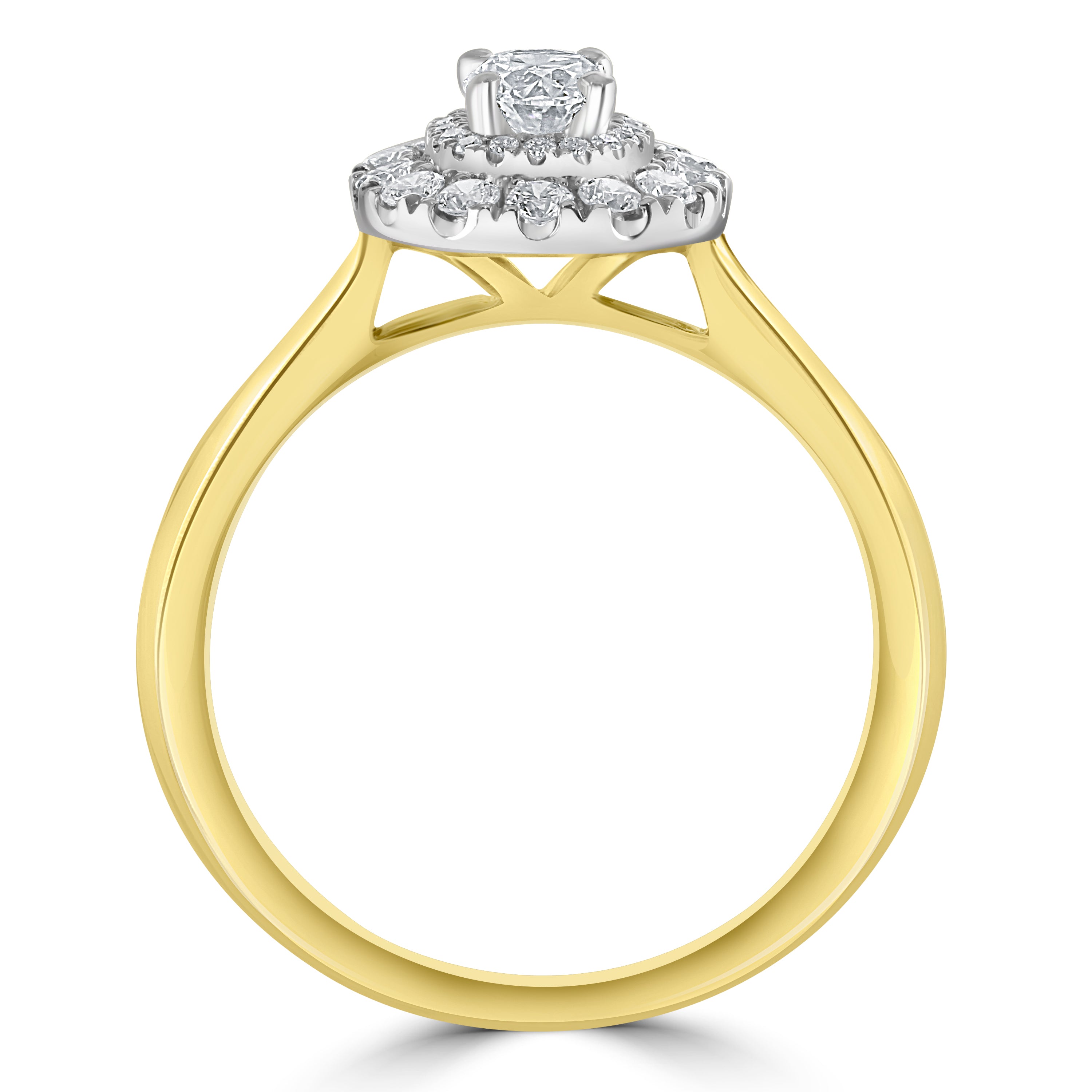 18ct Yellow Gold dbl halo Oval dia clust ring