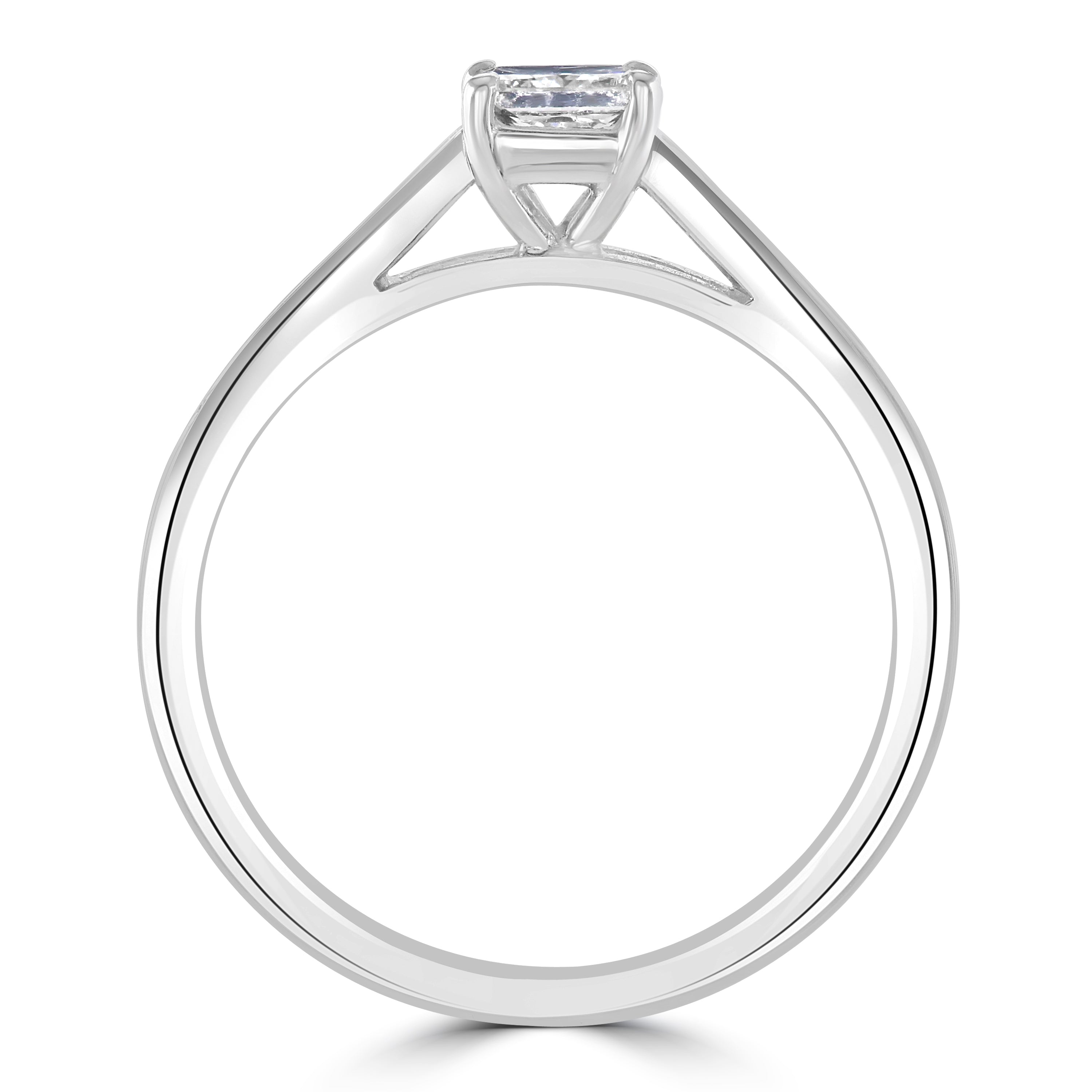 0.41ct Diamond Princess Cut Solitaire with diamond shoulders Platinum Ring