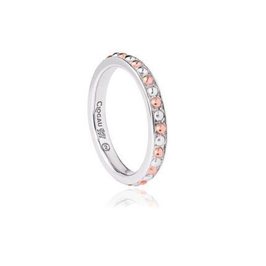 Silver and 9ct Rose Gold Beaded Stacking Ring