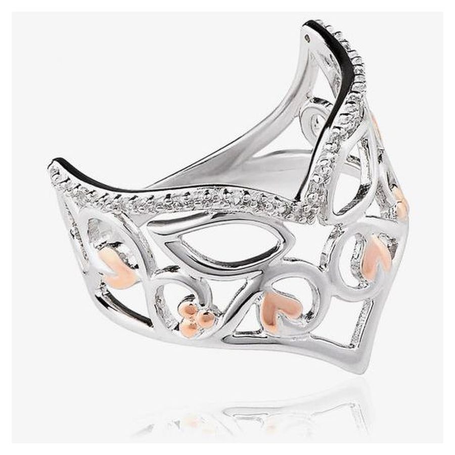Silver and 9ct Rose Gold Masque Wht Top Ring