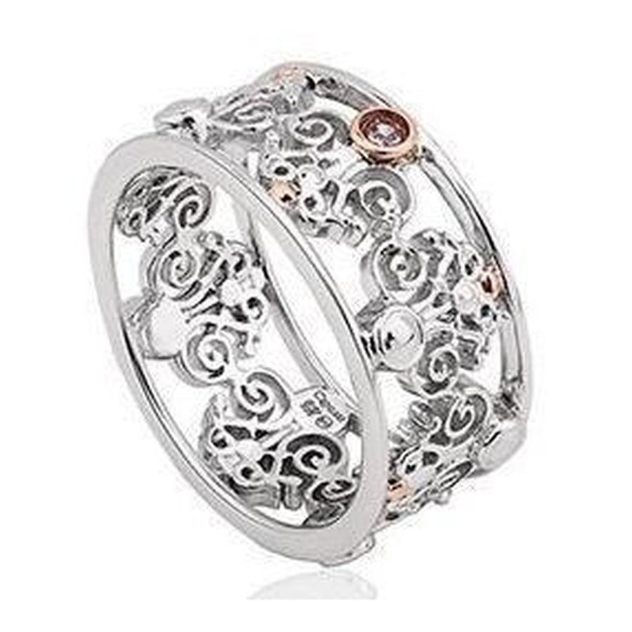 Silver and 9ct Rose Gold Bohemian Crown Jewel Ring