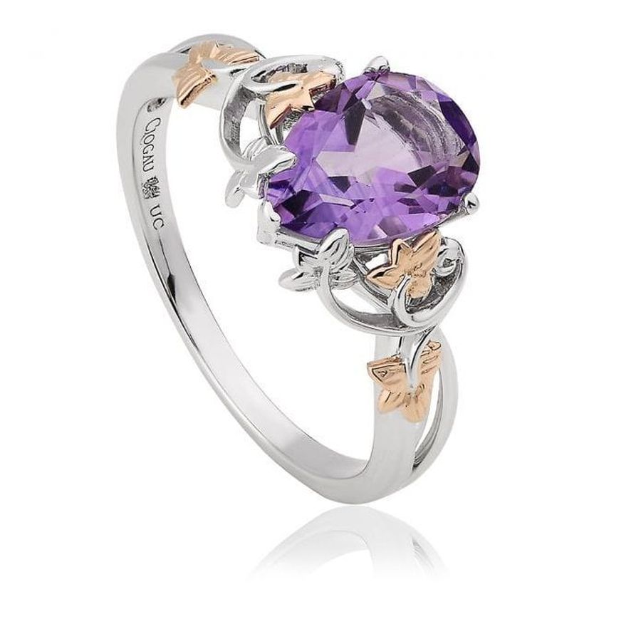 9ct White & Rose Gold Great Vine Amethyst Set Ring