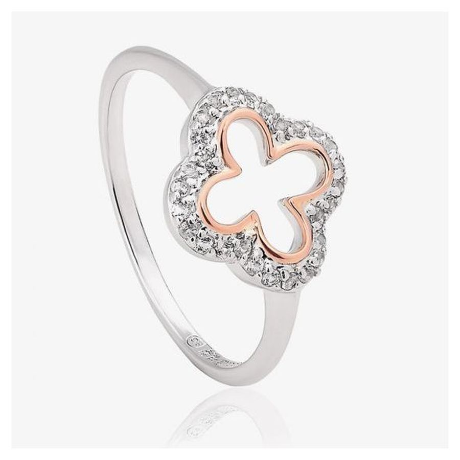 Silver & 9ct Rose Gold Tudor Court White Topaz Set Ring