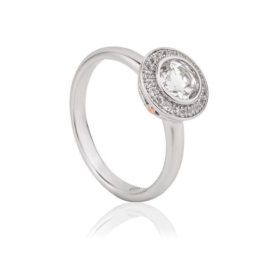 Silver & 9ct Rose Gold Ar Dan Cocktail White Topaz Set Ring
