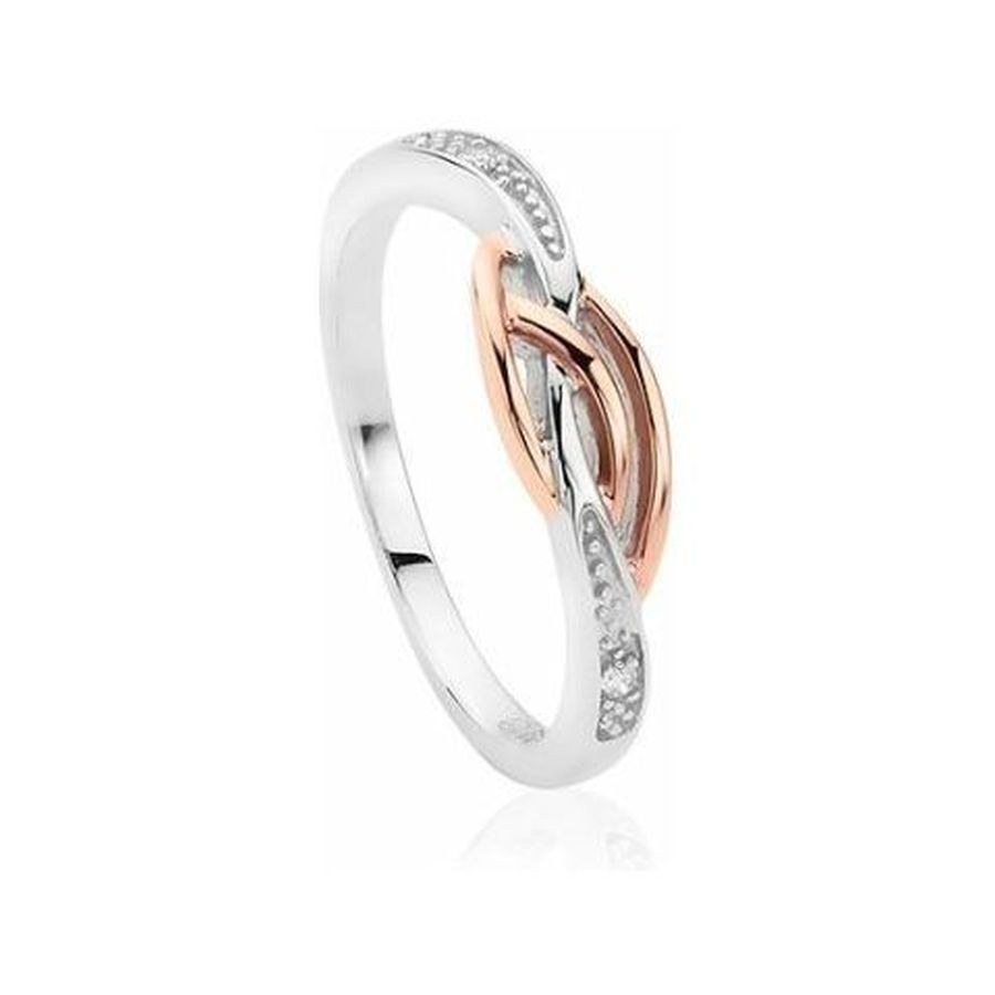 Silver & 9ct Rose Gold Eternal Love Affinity Diamond Set Stacking Ring