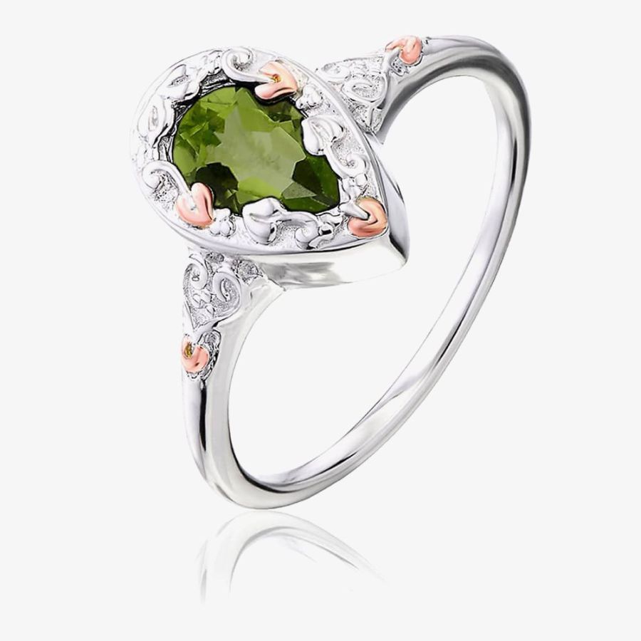 Silver and 9ct Rose Gold Enchanted Forest Peridot Ring