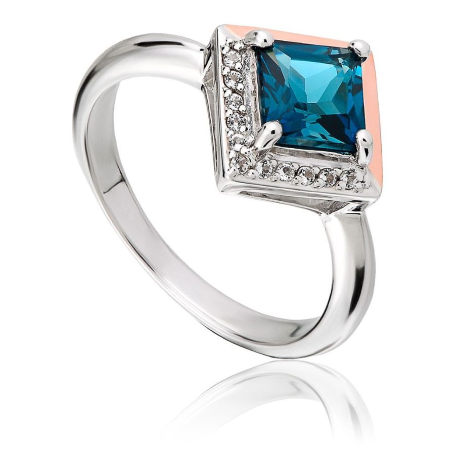 Silver and 9ct Rose Gold Kensington Love Story Blue Topaz Set Ring