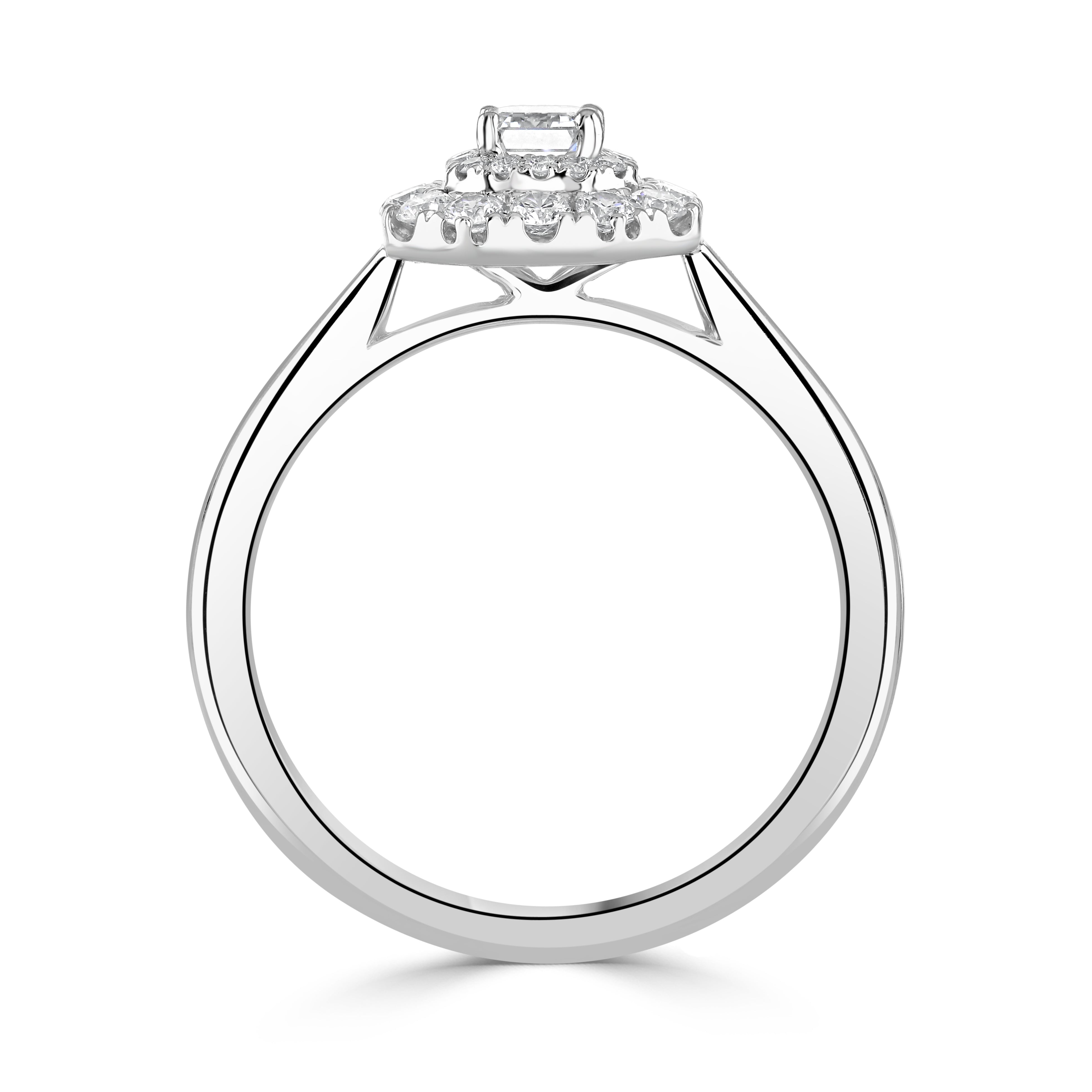 Platinum Emerald Cut Diamond Double Halo Cluster Ring