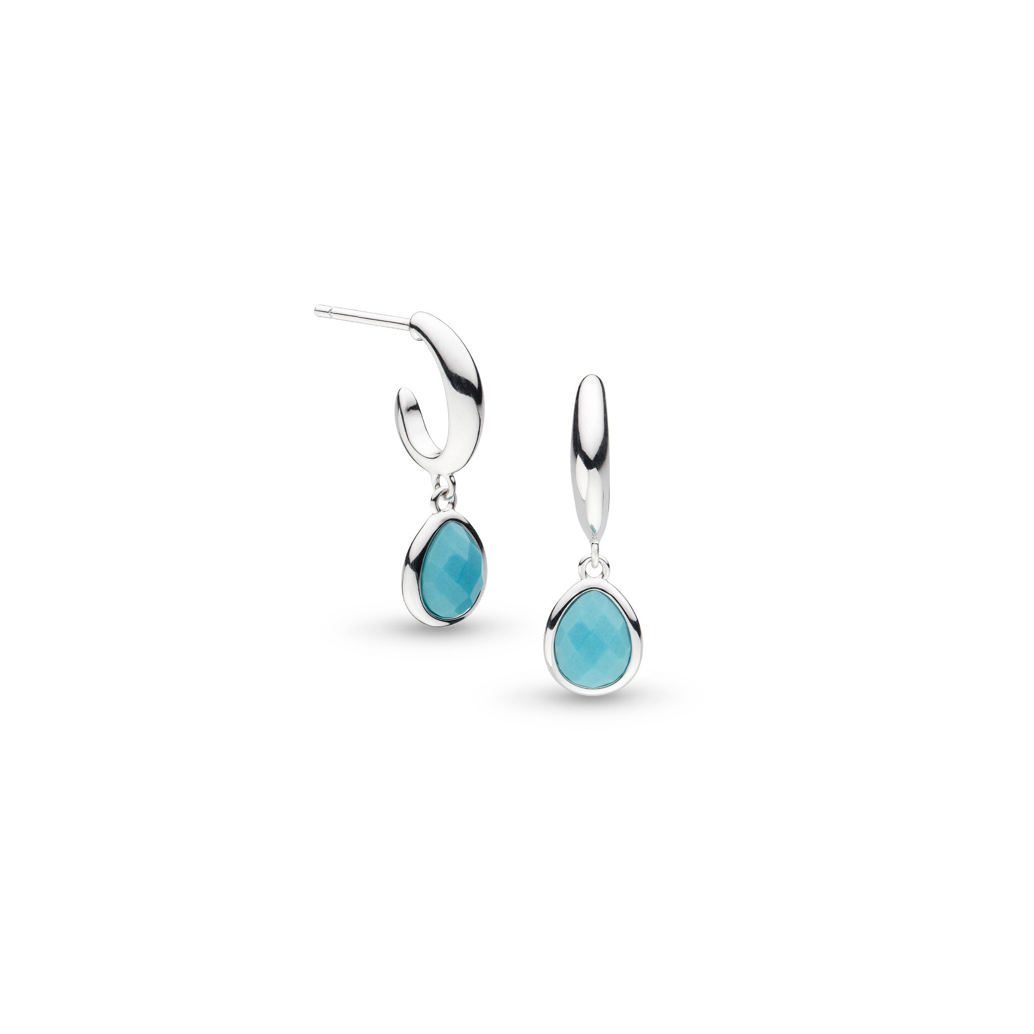 Silver Coast Pebble Azure Magnesite Semi Hoop Drop Earrings