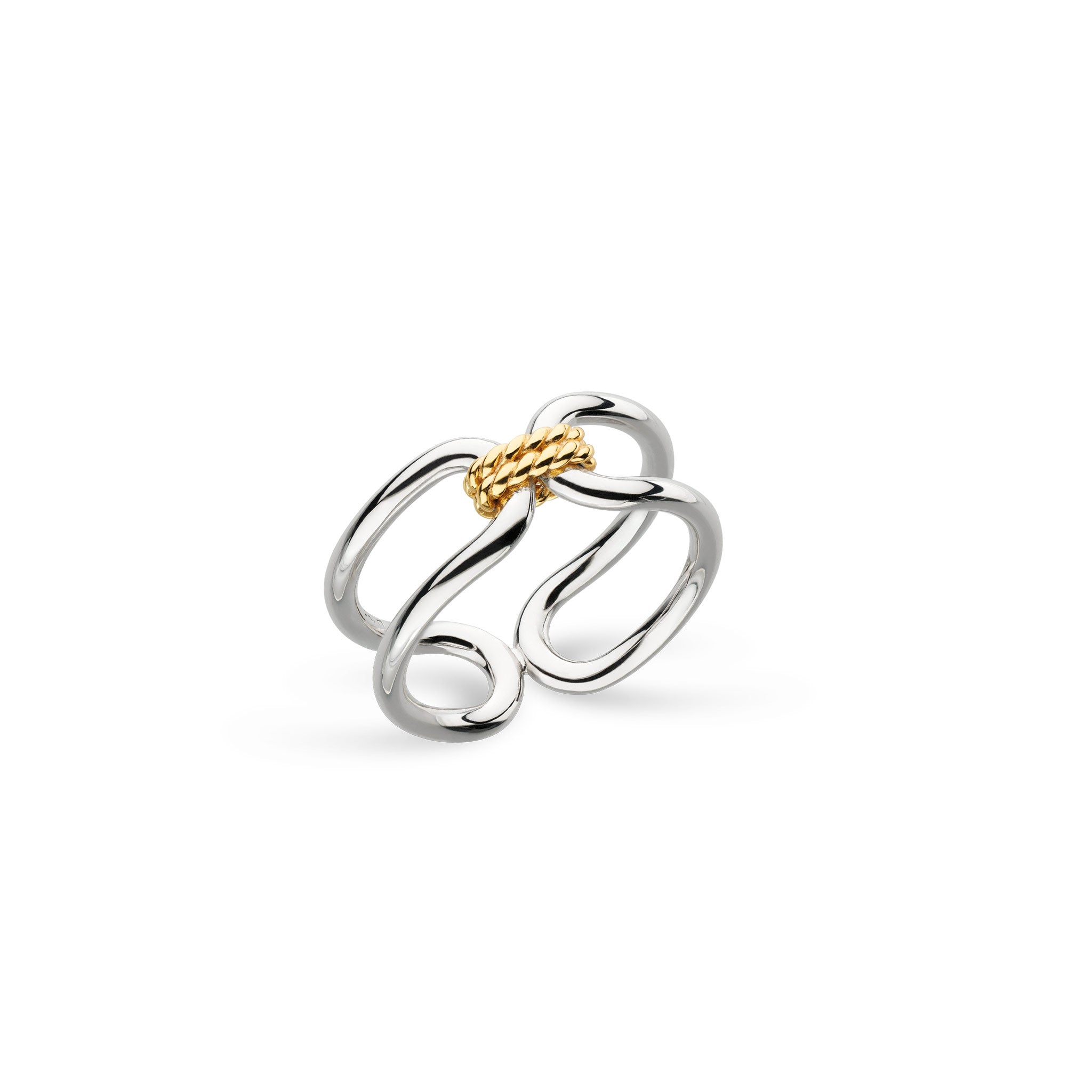 Silver & Yellow Gold Plated Marina Rope Bar Link Golden Ring