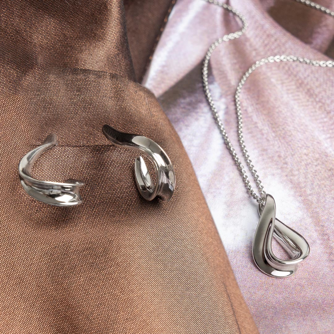 Silver Serenity Grande Semi Hoop Drop Earrings