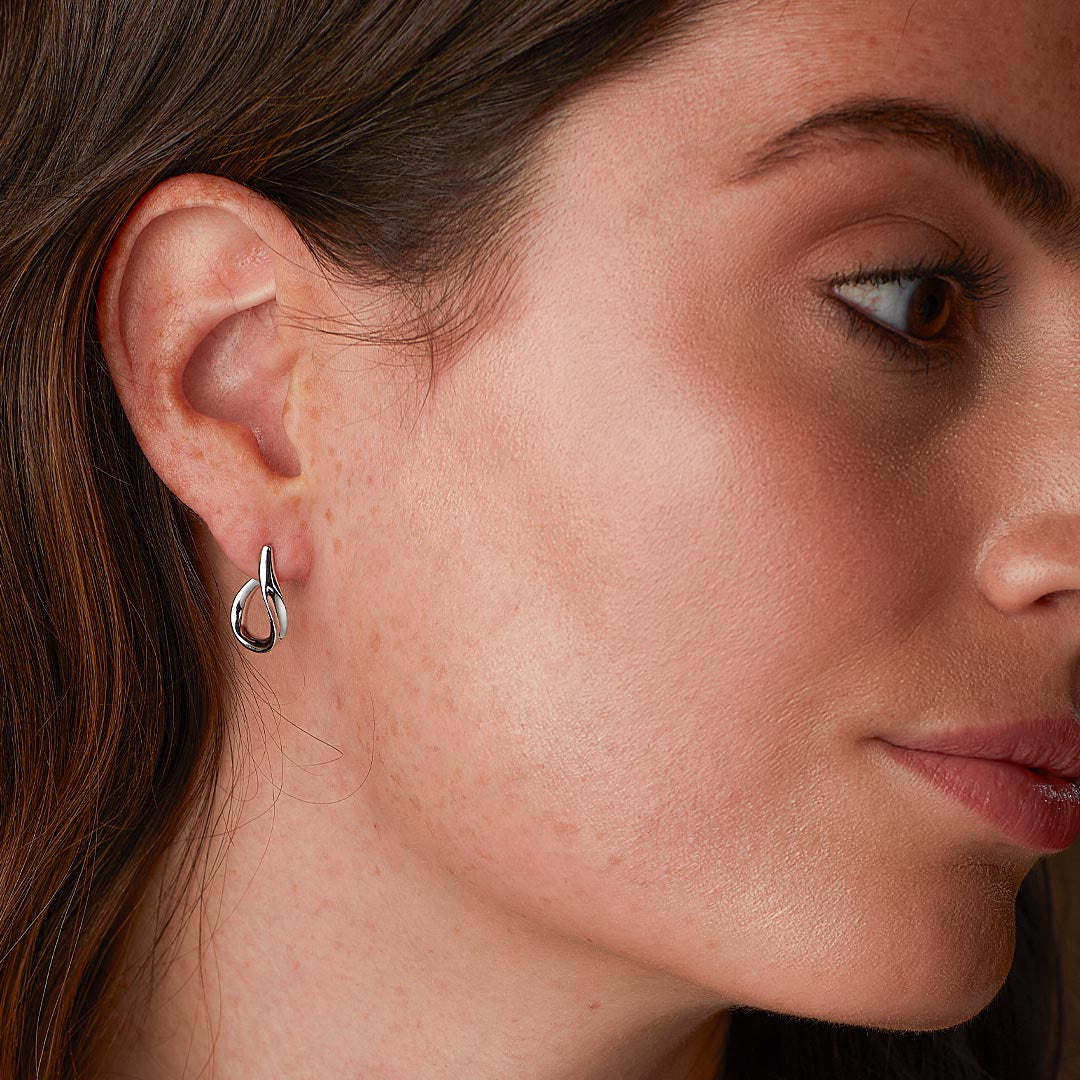 Silver Serenity Grande Semi Hoop Drop Earrings