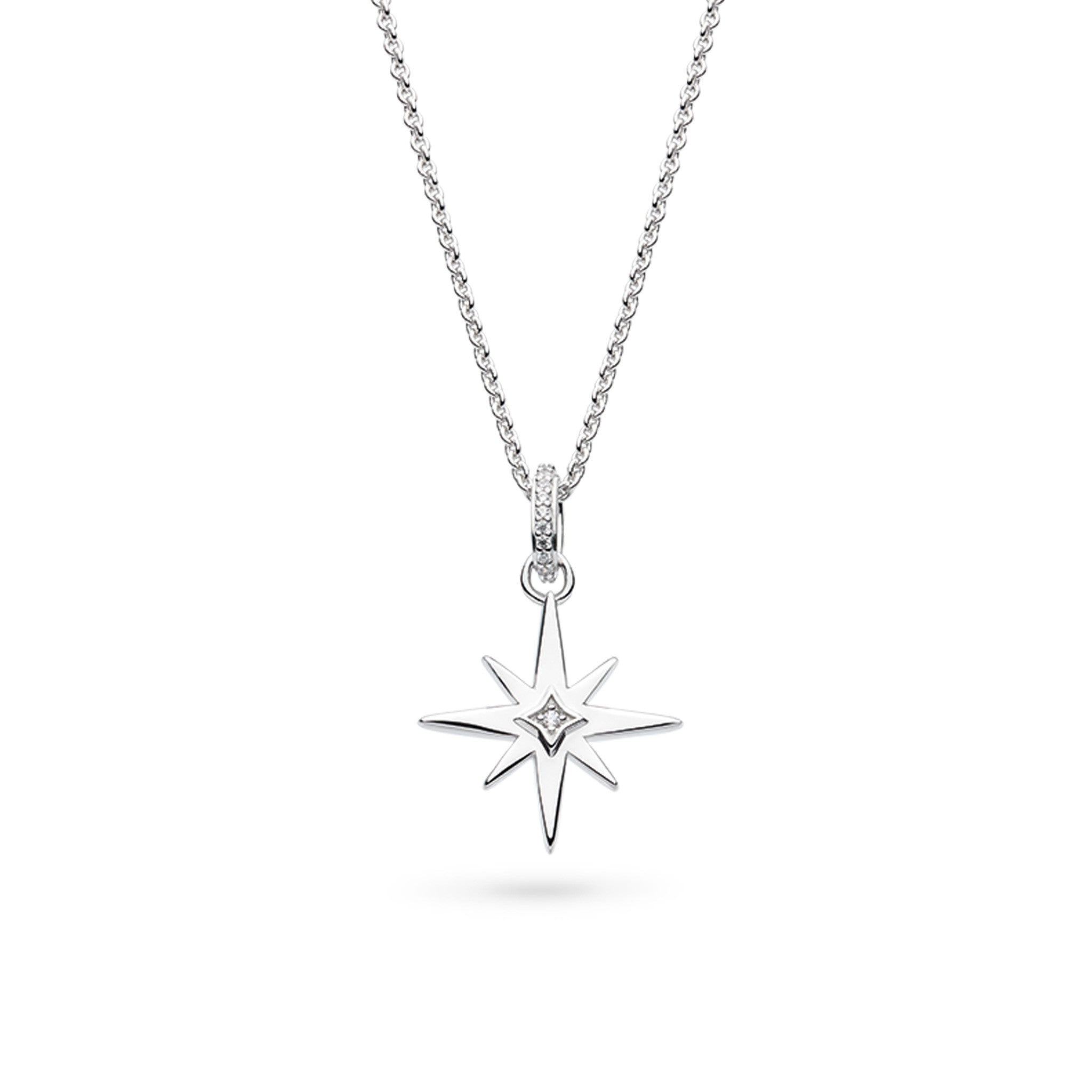 Silver Celeste North Star Pave Set Cubic Zirconia 18" Necklace