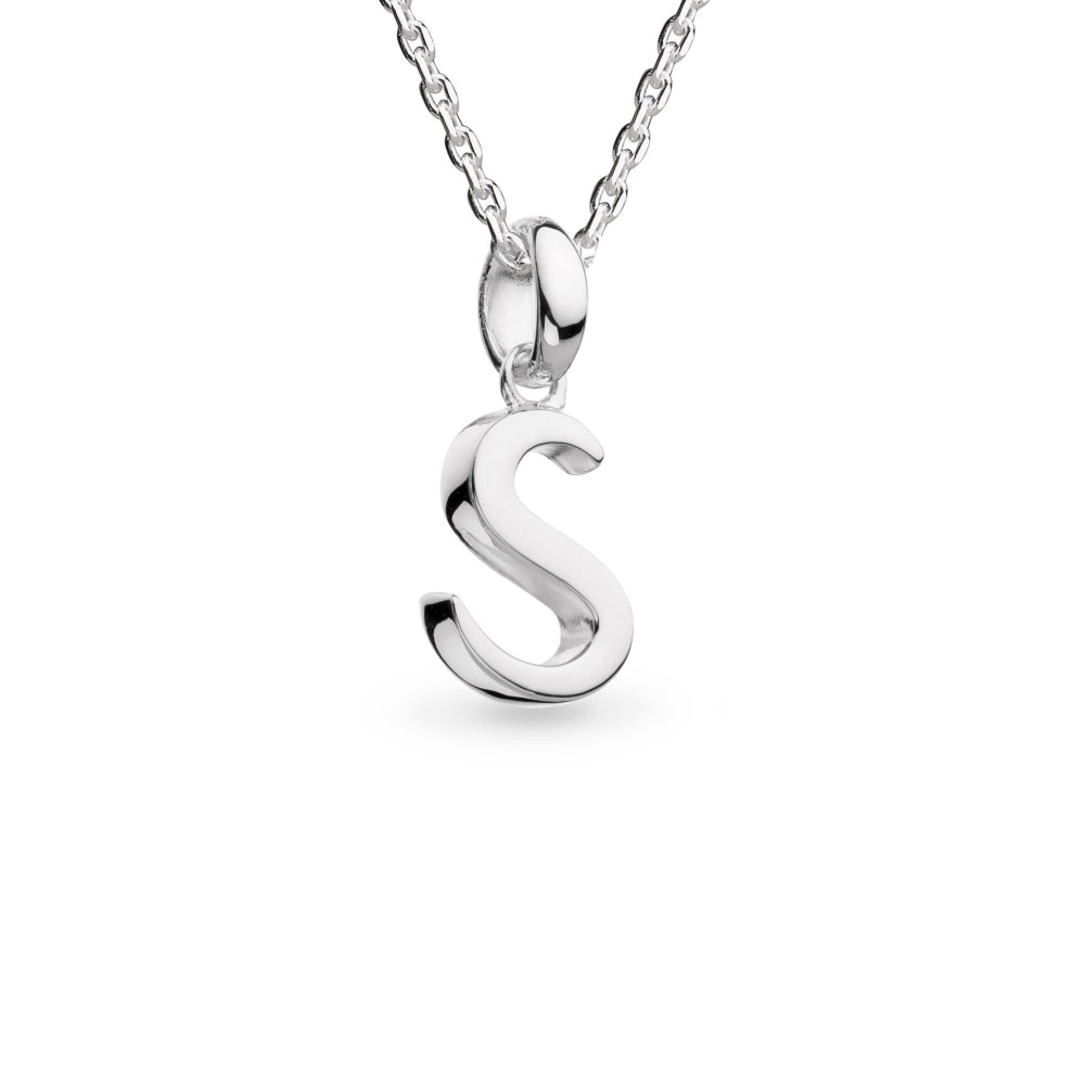 Rhodium Plated Silver Signature Skript Capital S 18" Necklace