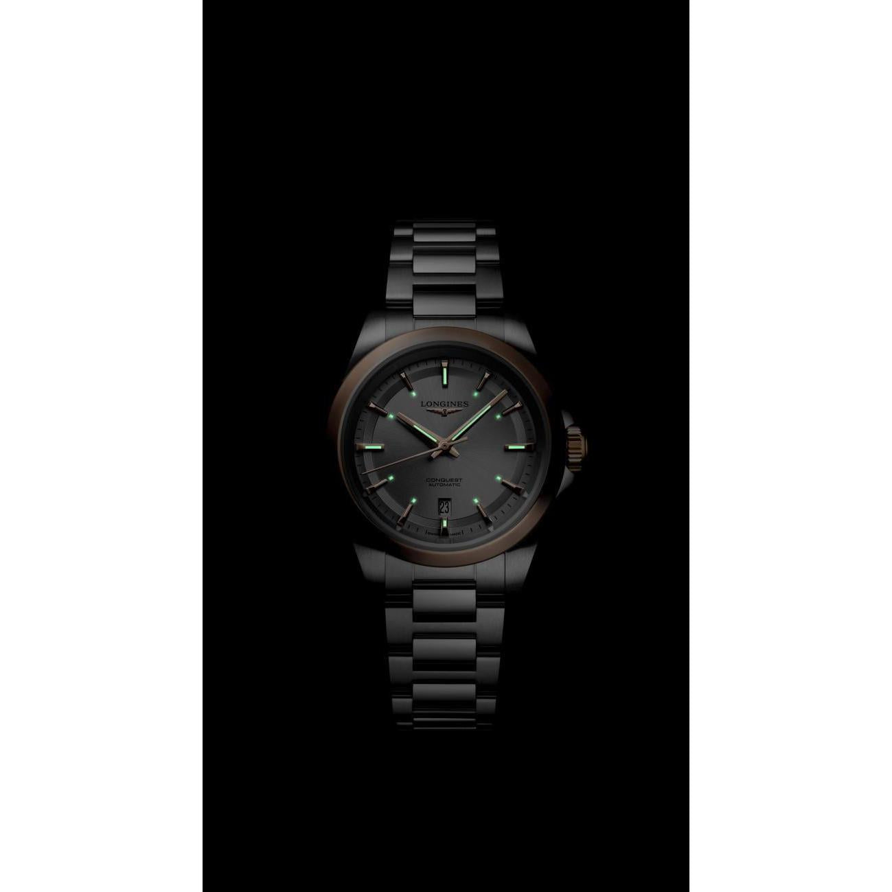 Conquest Sil Dial RGold Cap Bzel Bracelet