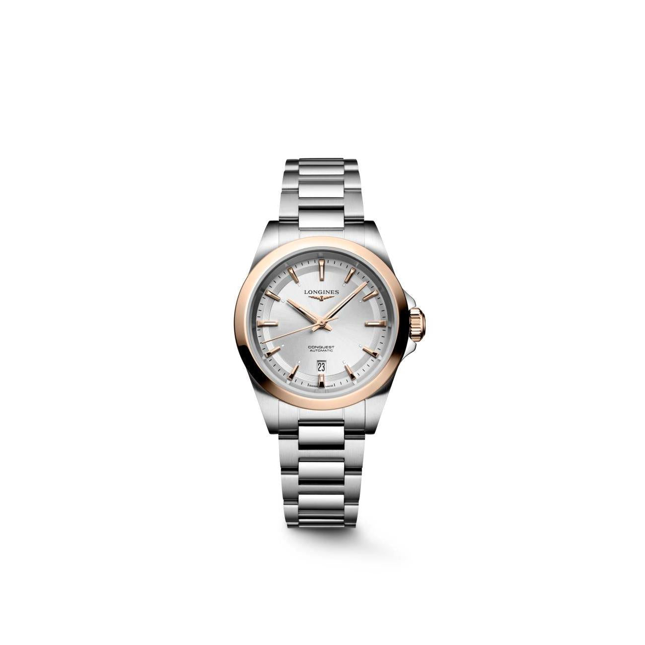 Conquest Sil Dial RGold Cap Bzel Bracelet