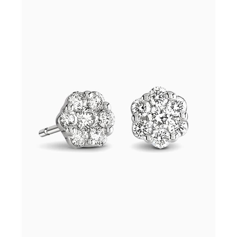 18ct white gold 7 diamond cluster stud earrings 0.50ct
