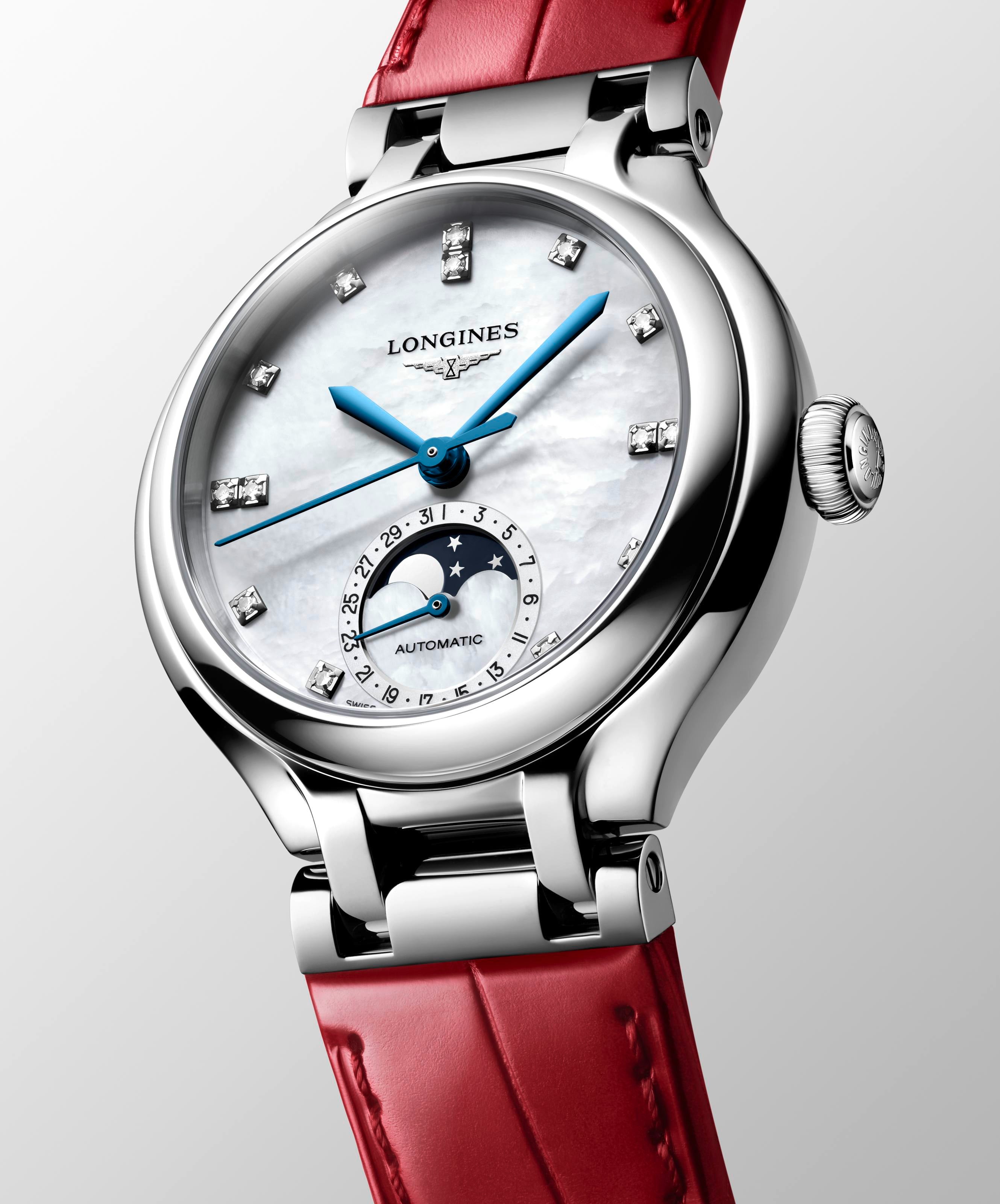 Primaluna moonphase auto mop dia dot ss strap watch