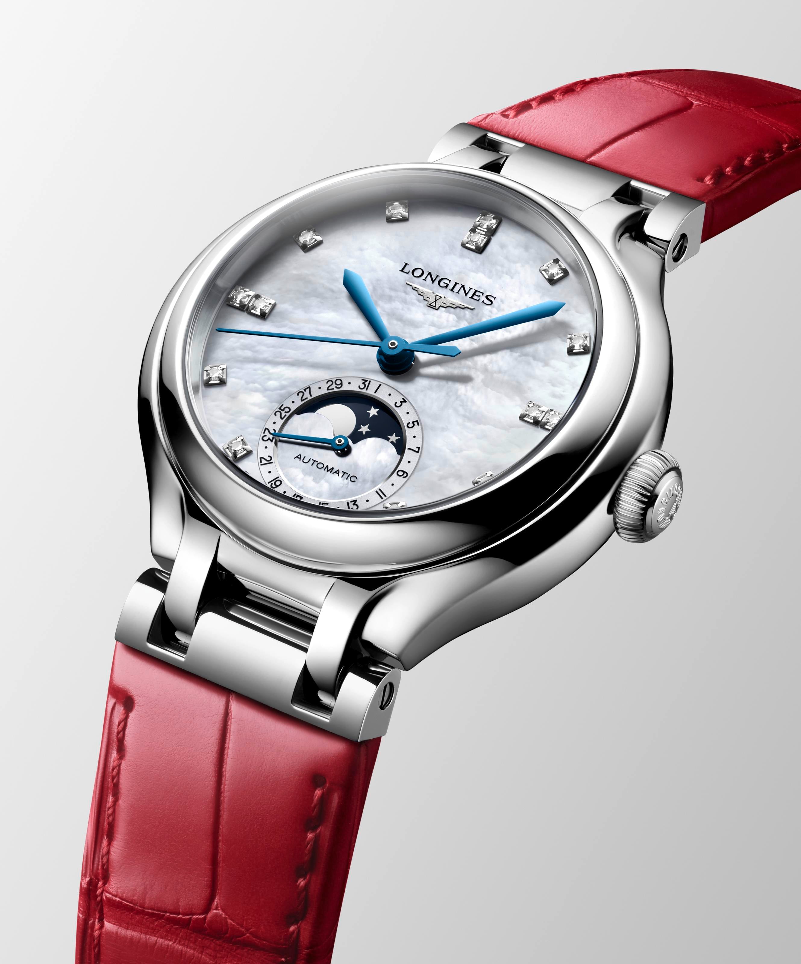 Primaluna moonphase auto mop dia dot ss strap watch