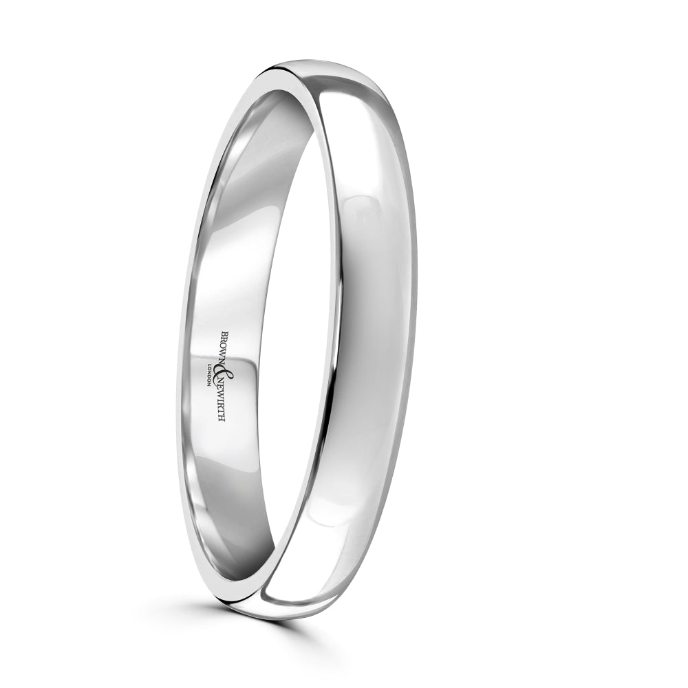 Platinum 3mm Medium Court Wedding Band