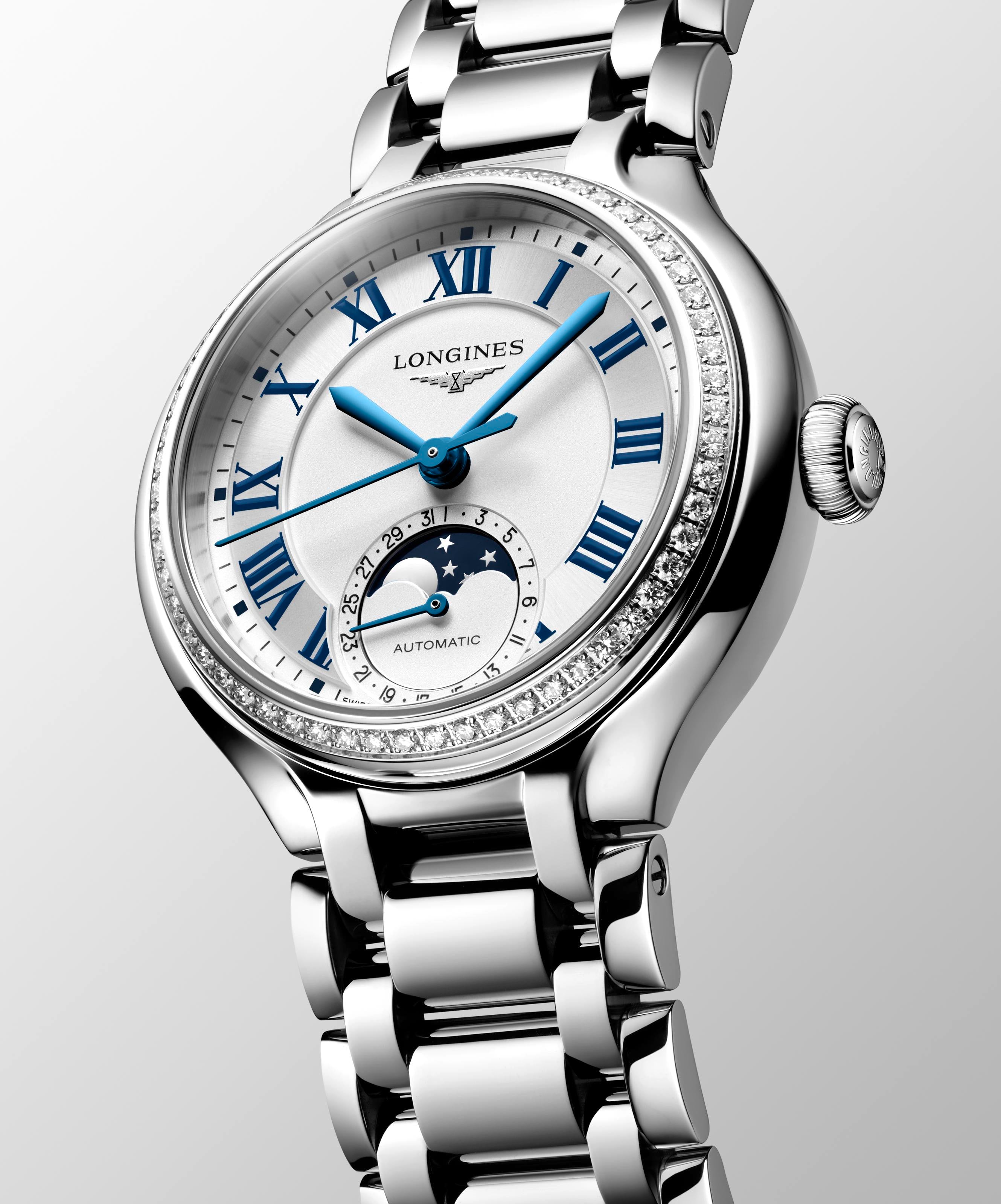 PrimaLuna moonphase Diamond Bezel Watch Bracelet.