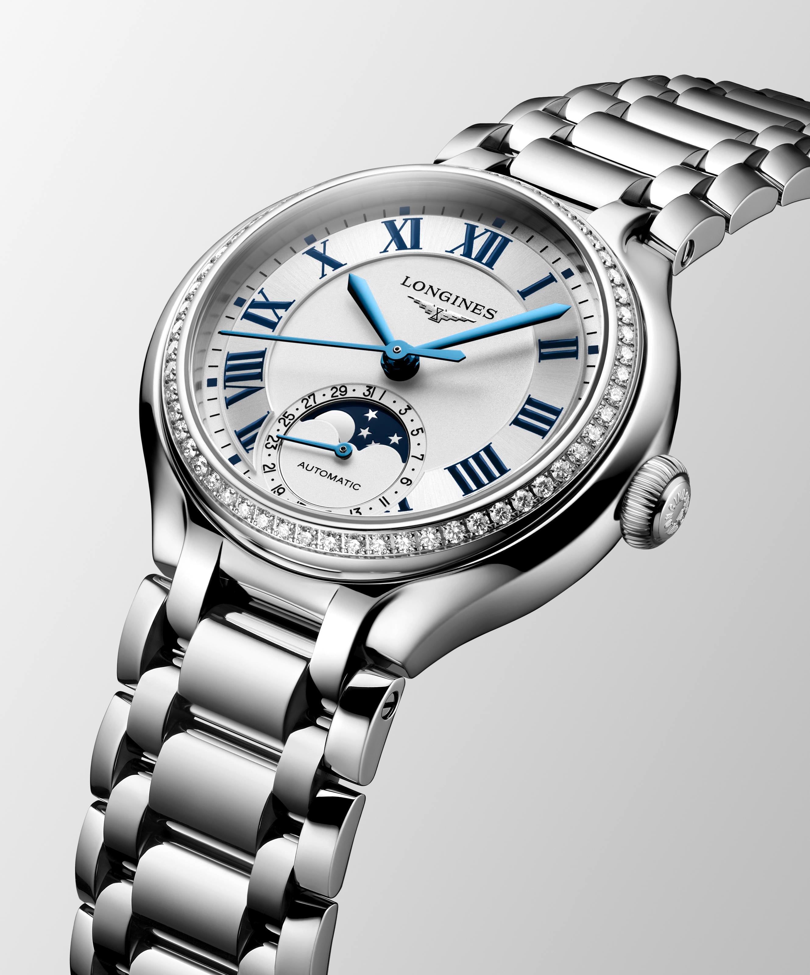 PrimaLuna moonphase Diamond Bezel Watch Bracelet.